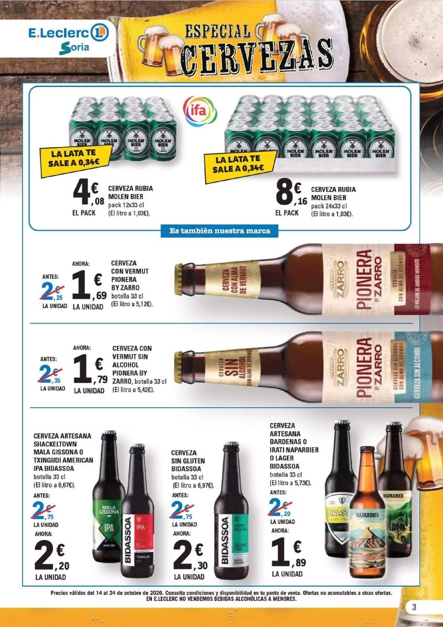 E.Leclerc - Soria │ válido desde el 14/10/2026 | Página: 3 | Productos: Vermut, Cerveza sin alcohol, Té, Bebidas