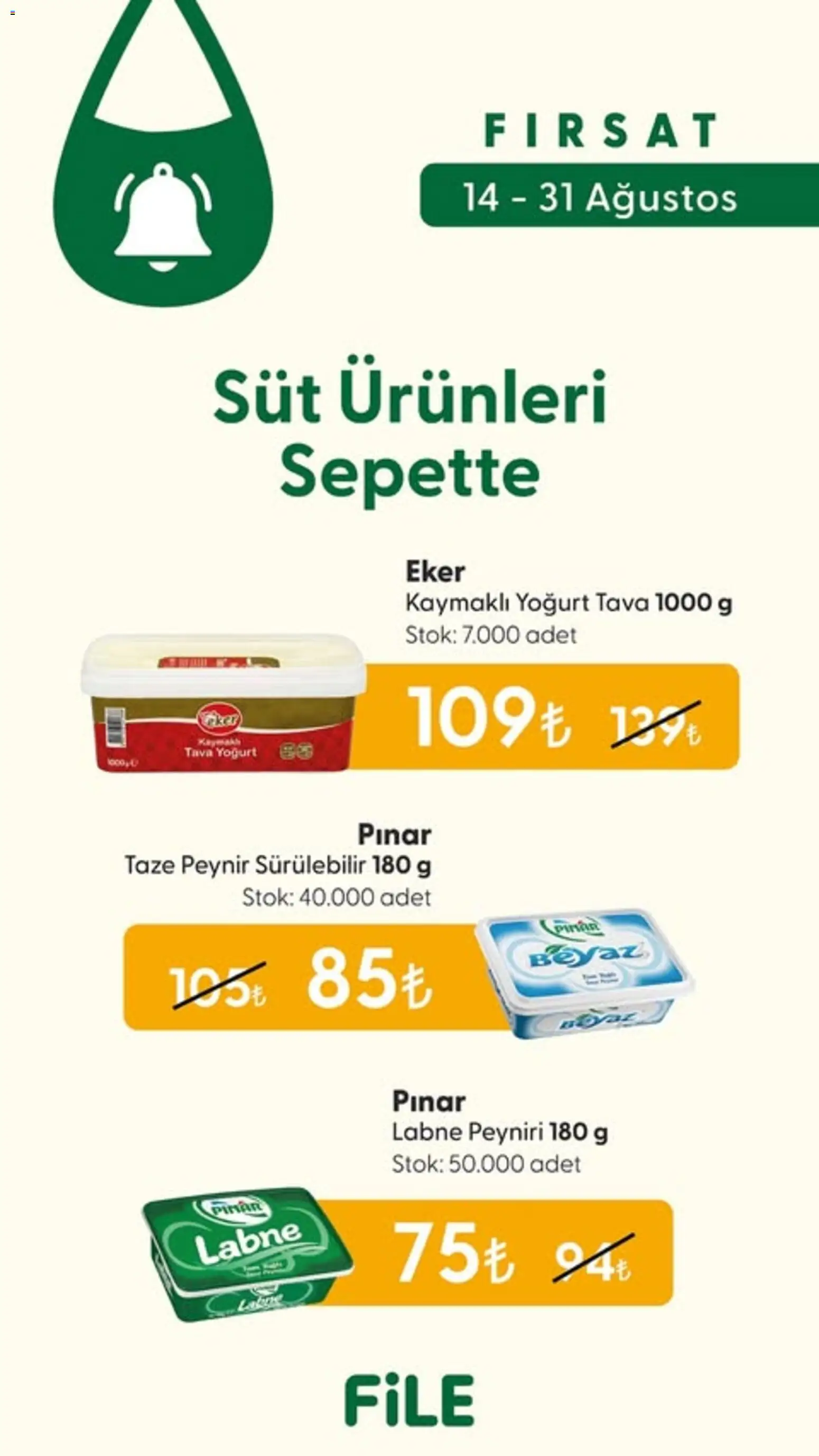File Market İndirim - 14 Ağustos 2026 tarihinden itibaren geçerlidir | Sayfa: 2 | Ürünler: Süt, Peynir, Yoğurt