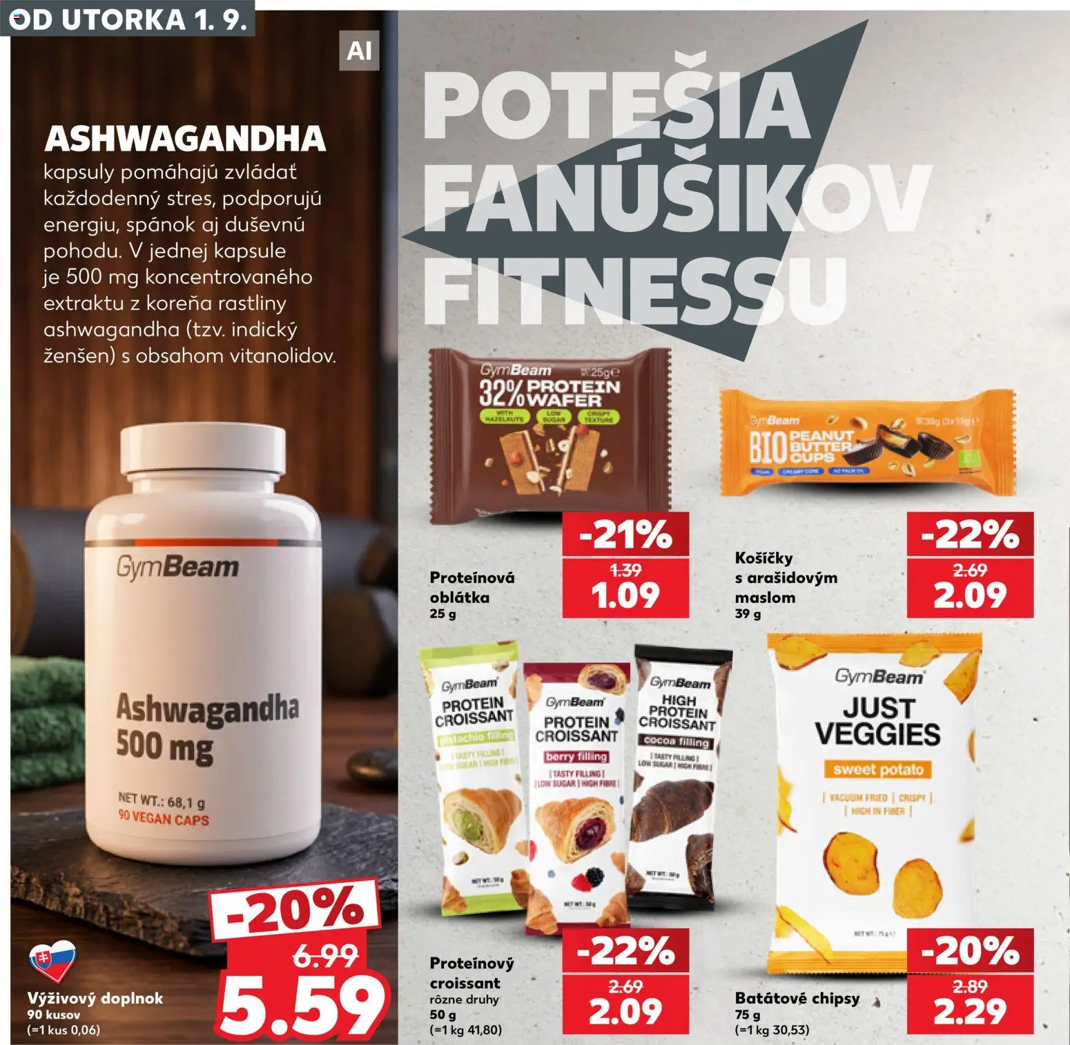 Kaufland SK akciós ujság - amely érvényes a következő dátumtól: 2026.09.01. | Oldal: 6 | Termékek: Croissant, Protein, Vegán, Ashwagandha
