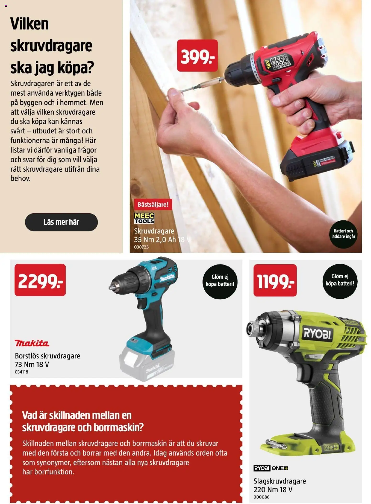 Jula reklamblad aktuell från 22/10/2026 | Sida: 40 | Produkter: Skruvdragare, Ryobi, Batteri, Laddare
