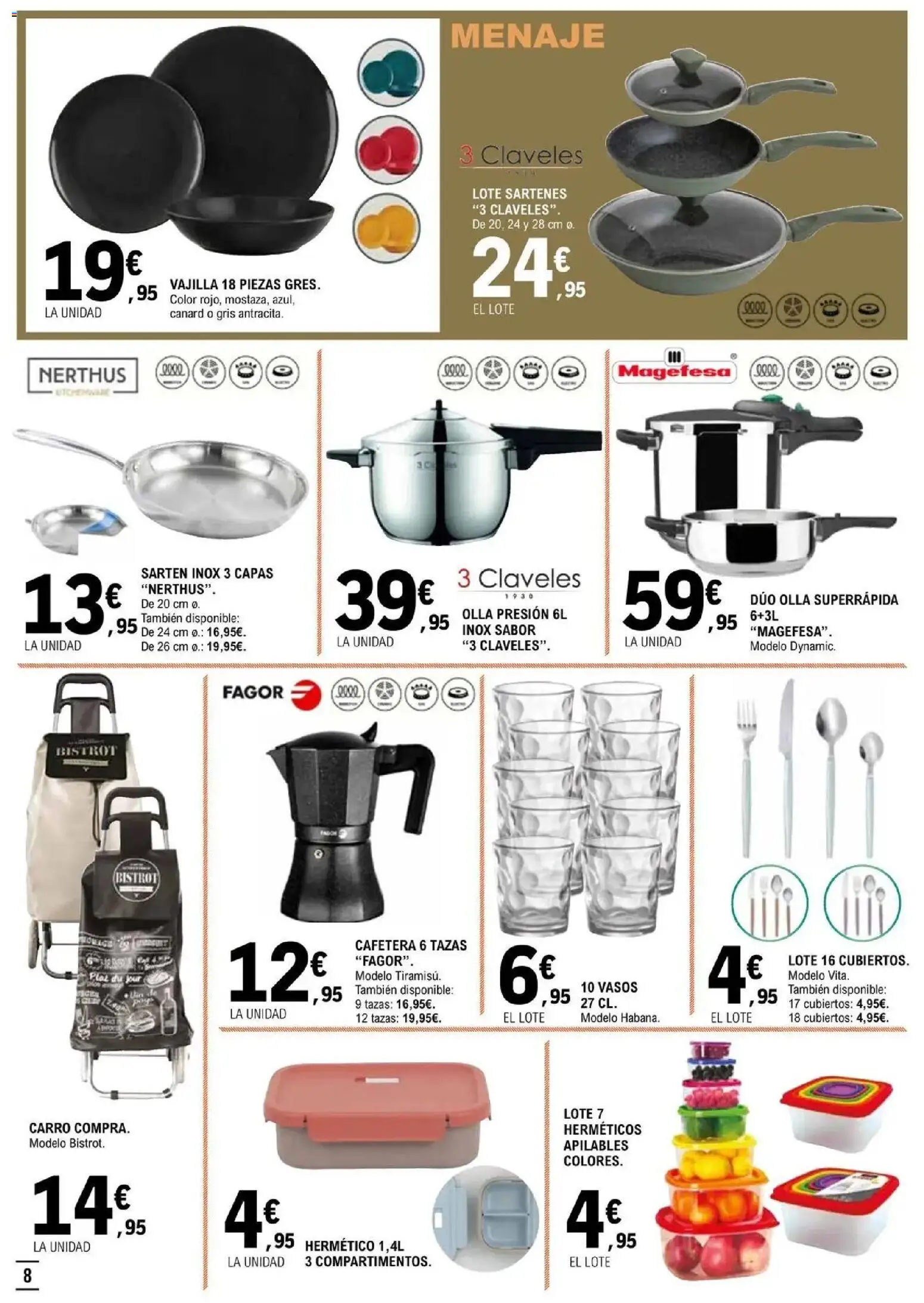 E.Leclerc Prepárate para el invierno 14/10/2026 - 31/10/2026 | Página: 8 | Productos: Vasos, Vajilla, Cafetera