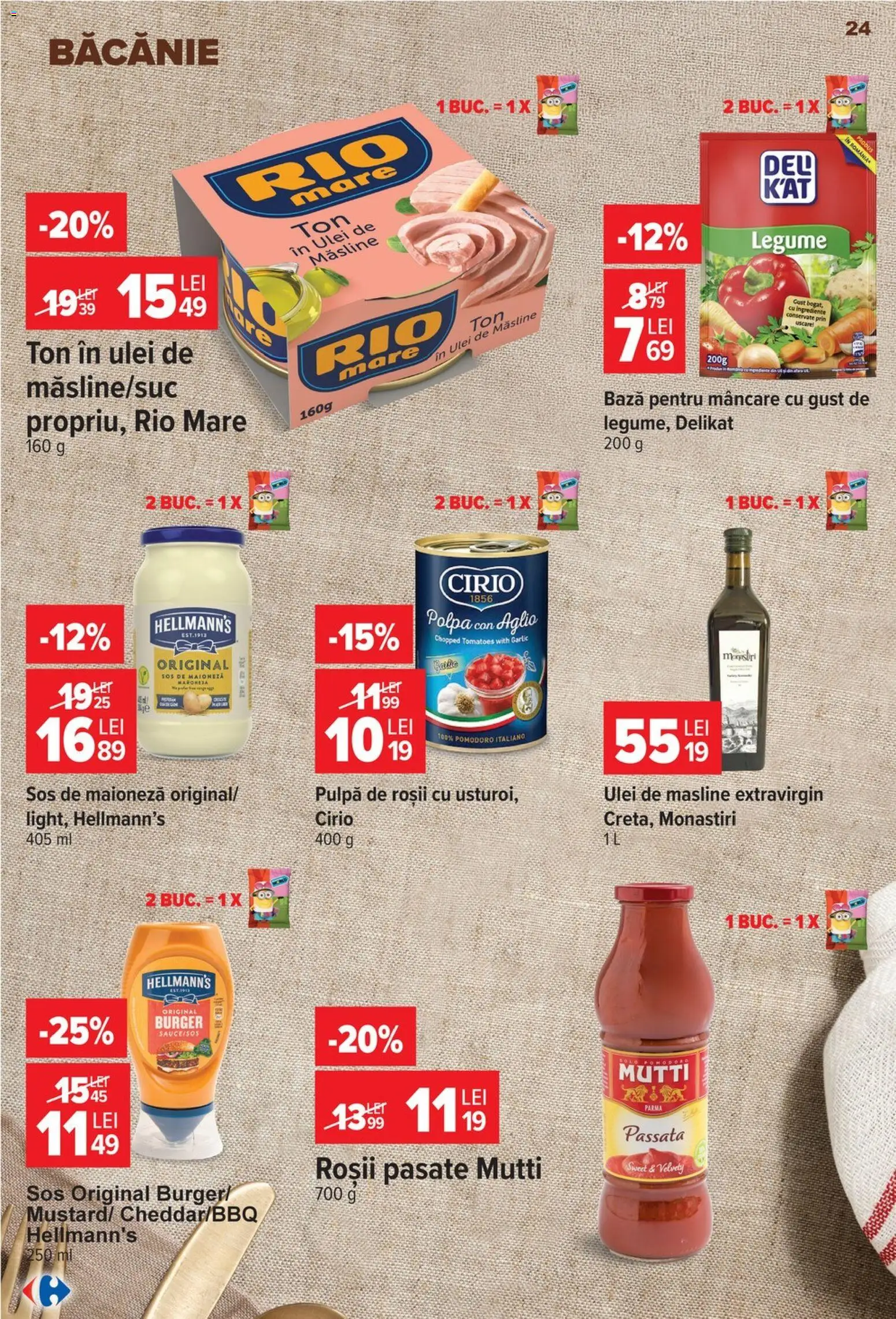 Noul catalog Carrefour – valabil de la 14.10.2026 | Pagină: 24 | Produse: Măsline, Ulei, Burger, Legume