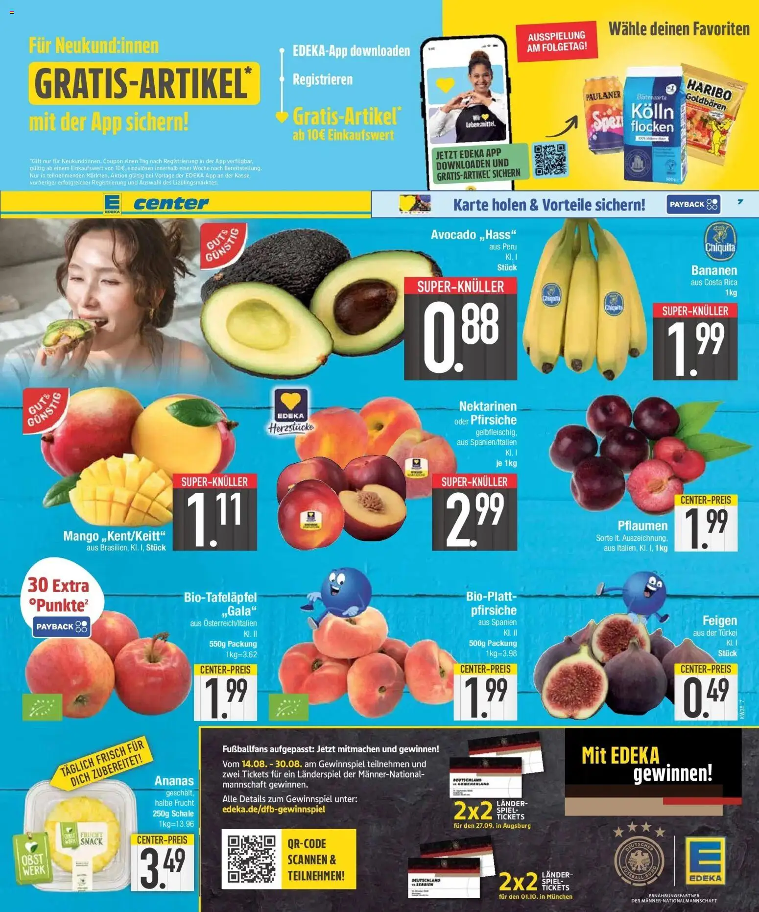 E center Prospekt München (ab 24.08.2026) zum Blättern | Seite: 7 | Produkte: Pflaumen, Ananas, Avocado, Mango
