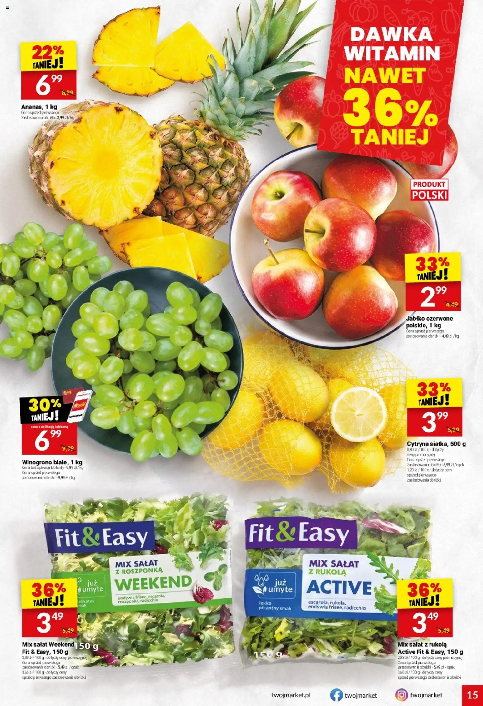 Twój Market gazetka od 26.08.2026 | Strona: 15 | Produkty: Karta, Winogrono, Rukola, Roszponka