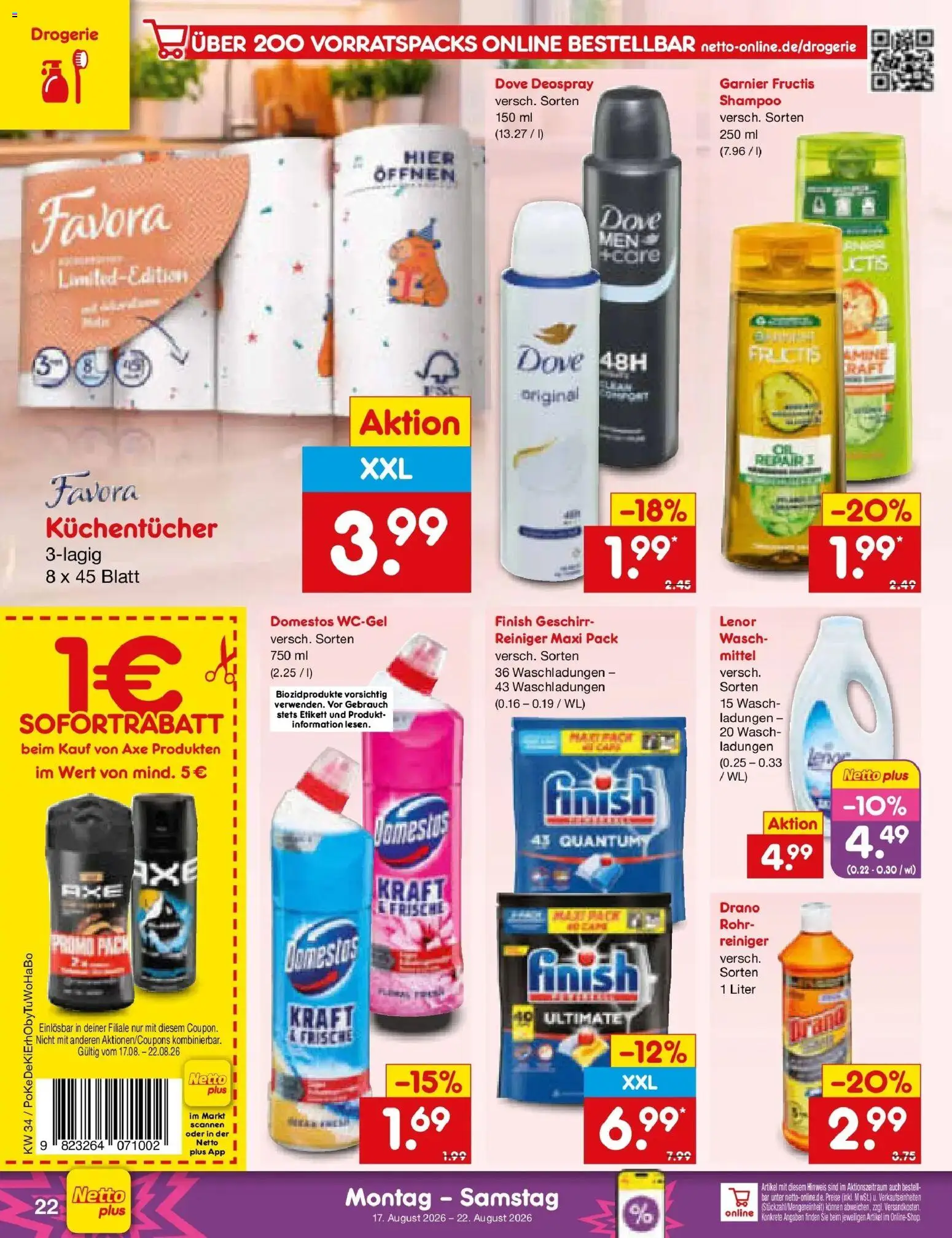 Netto Marken-Discount Prospekt Bad Friedrichshall – gültig ab 17.08.2026 | Seite: 32 | Produkte: Lenor, Finish, Shampoo, Deospray
