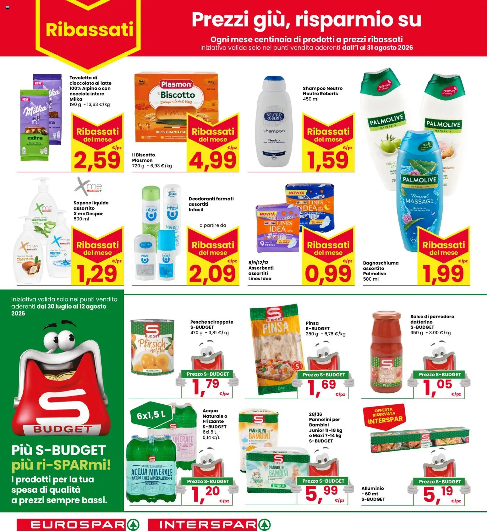 Volantino Eurospar del 30/07/2026 | Pagina: 28 | Prodotti: Shampoo, Bagnoschiuma, Scrub, Alluminio