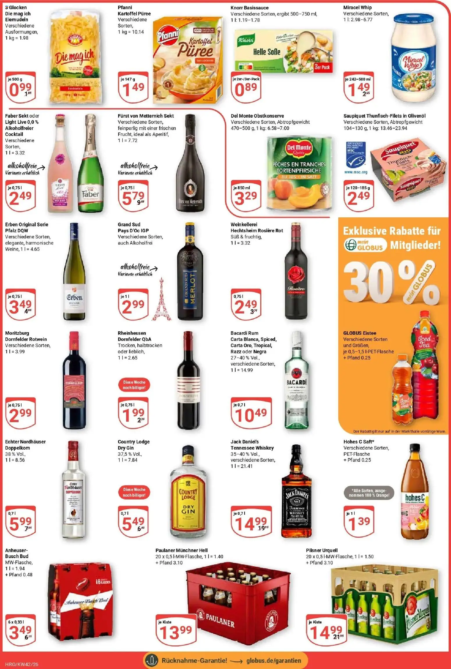 Globus Prospekt Rostock (ab 12.10.2026) » Angebote online | Seite: 3 | Produkte: Merlot, Pilsner urquell, Hohes c, Gin