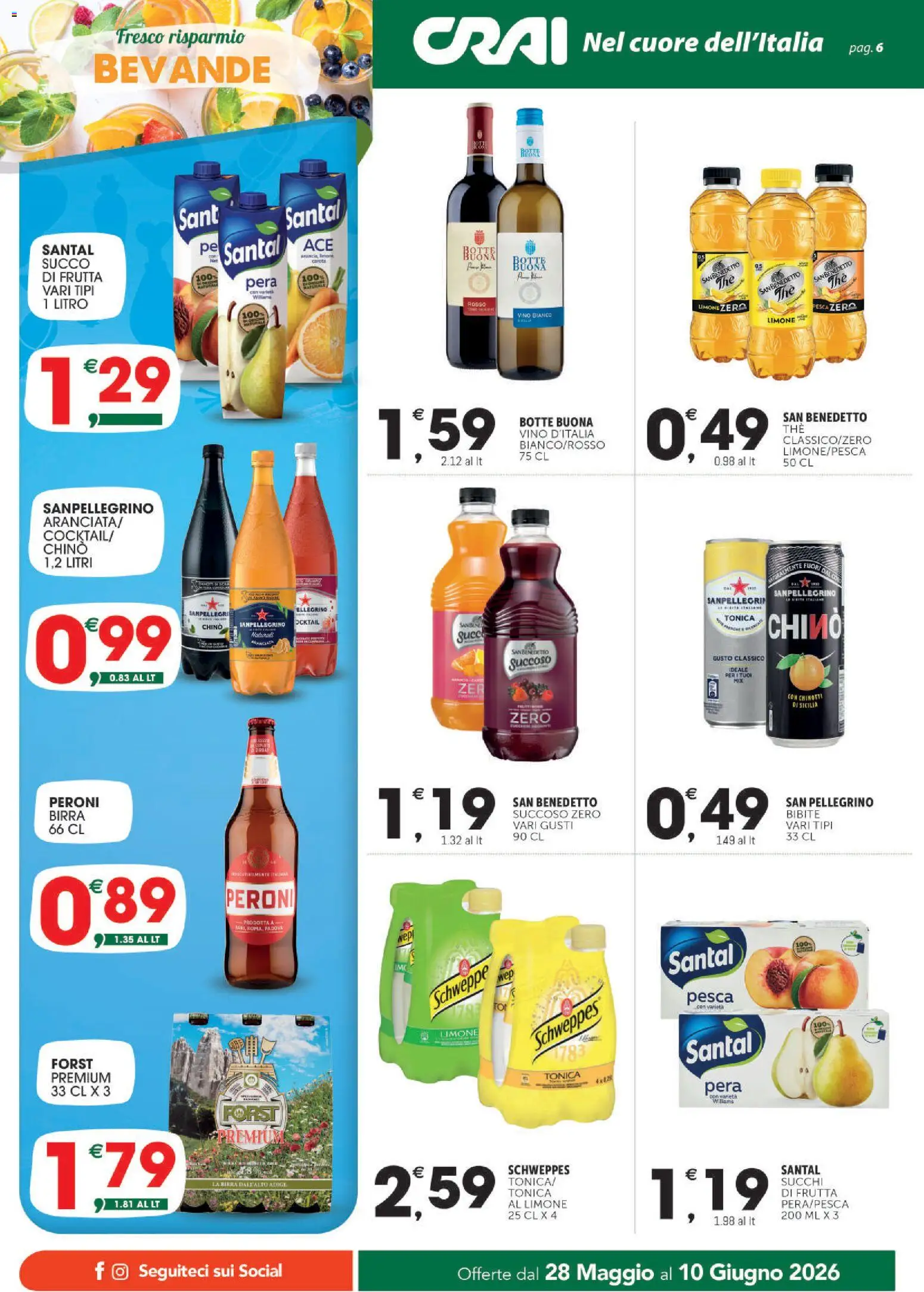 Volantino CRAI del 28.05.2026 | Pagina: 6 | Prodotti: Succo, Frutta, Limone, Bibite