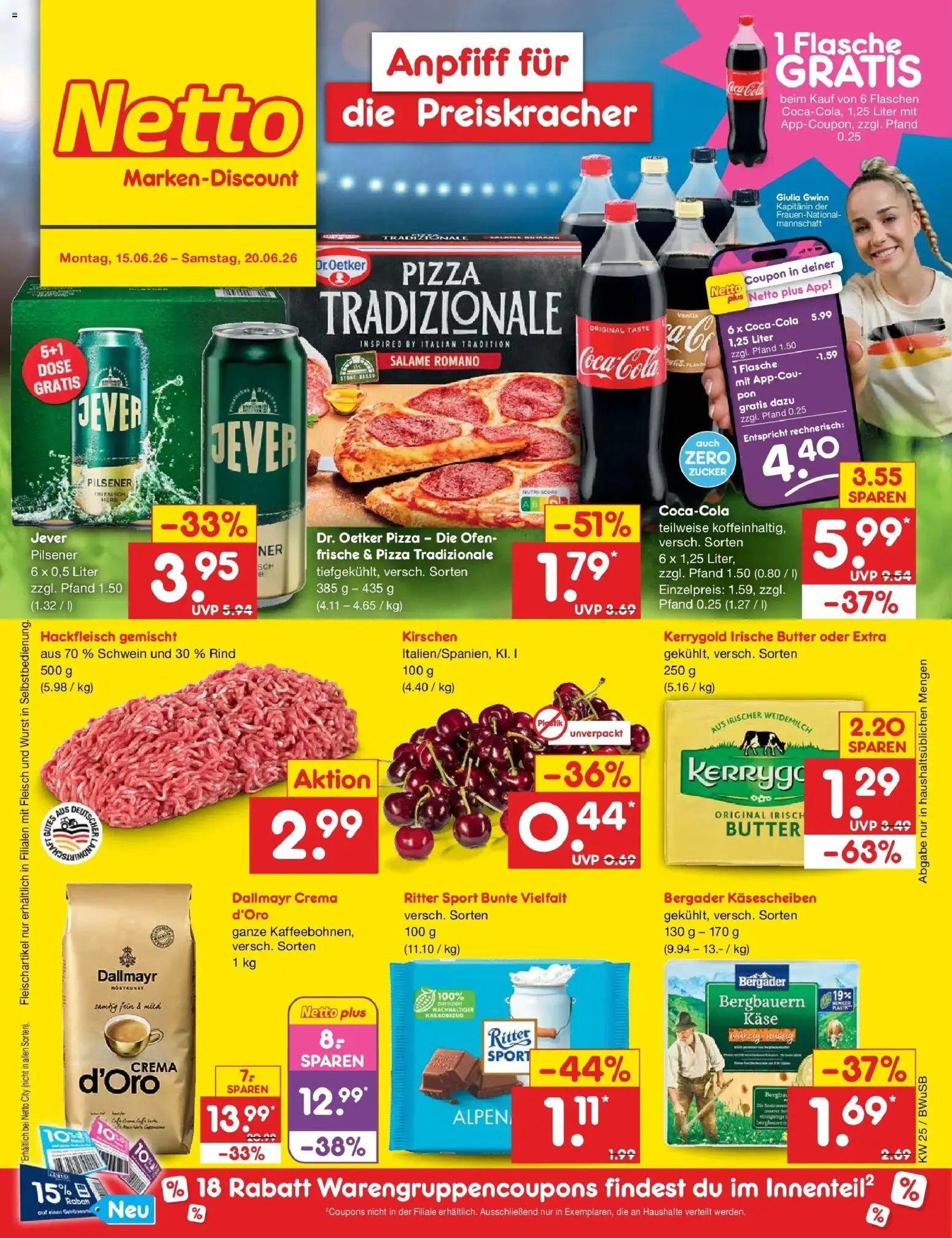 Netto Marken-Discount Prospekt Stemwede-Dielingen – gültig ab 15.06.2026 | Seite: 1 | Produkte: Butter, Dallmayr, Wurst, Jever