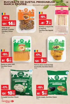 Ofertele Carrefour valabile de la 28.10.2026 | Pagină: 20 | Produse: Conopidă, Grătar, Pui, Humus