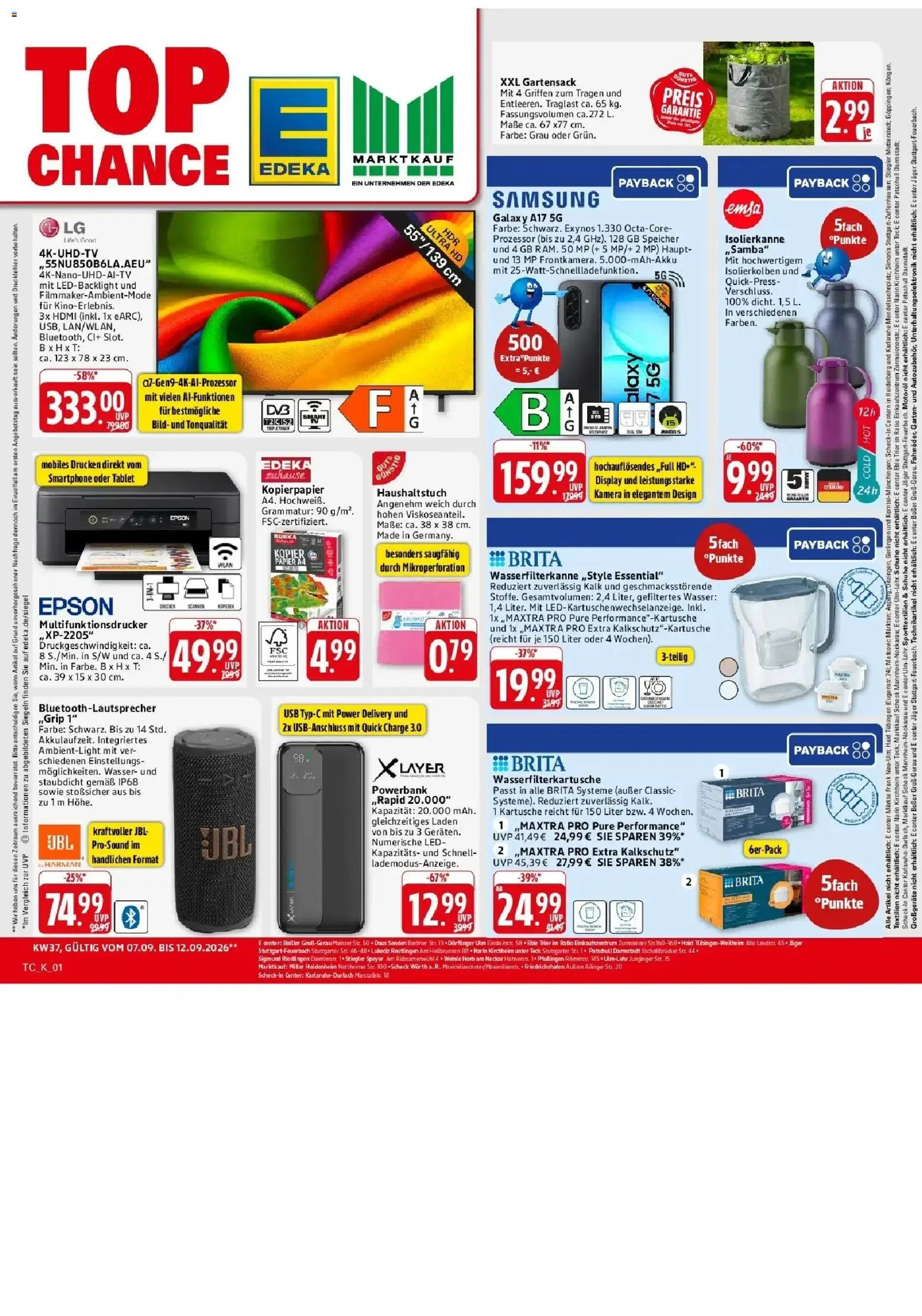 E center Prospekt Darmstadt (ab 07.09.2026) zum Blättern | Seite: 50 | Produkte: Kamera, Epson, Wasser, Tablet