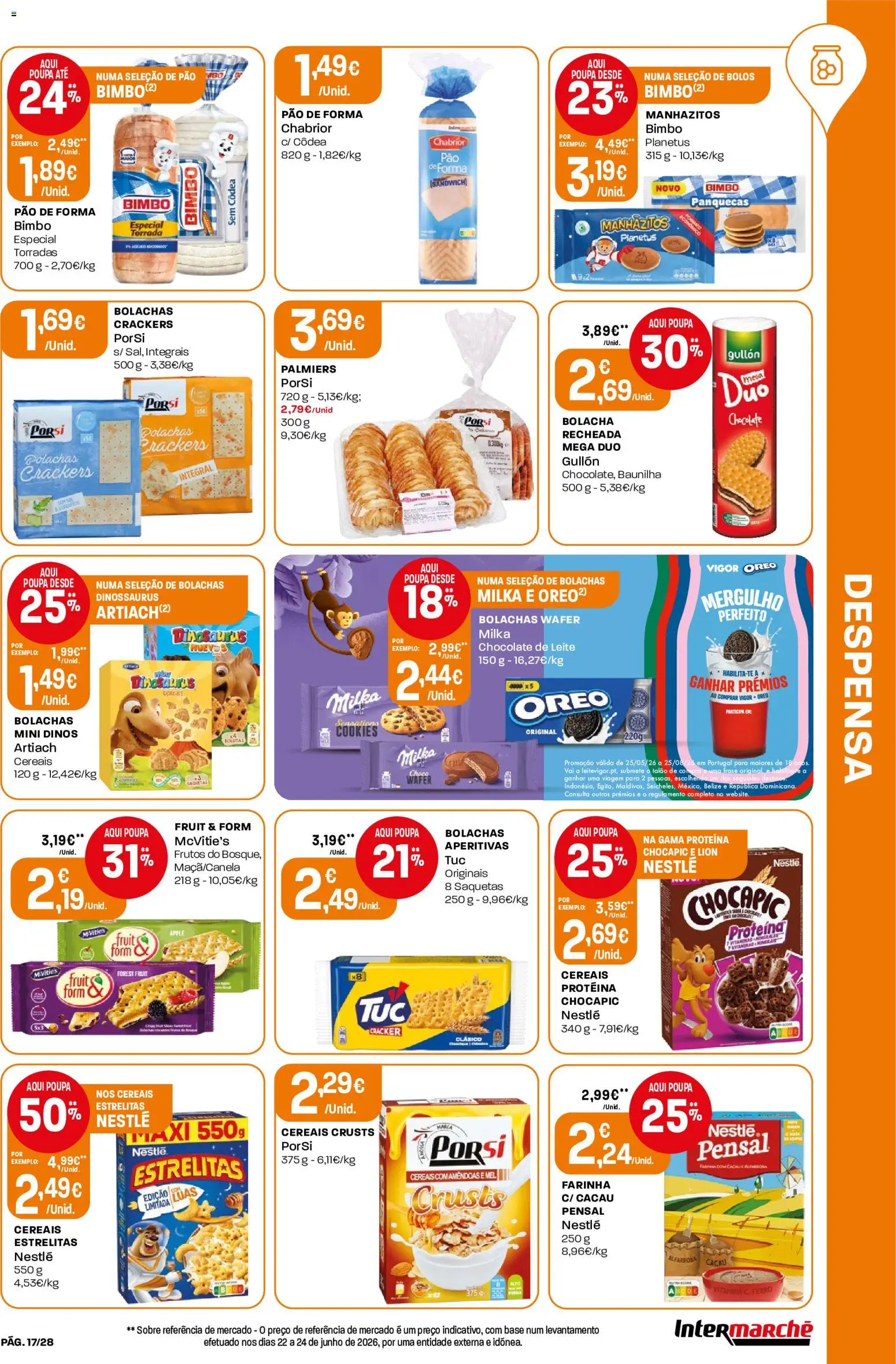 Intermarché Folheto Contact │ válido de 23/07/2026 | Página: 17 | Produtos: Pão de forma, Ferro, Chocolate, Mel