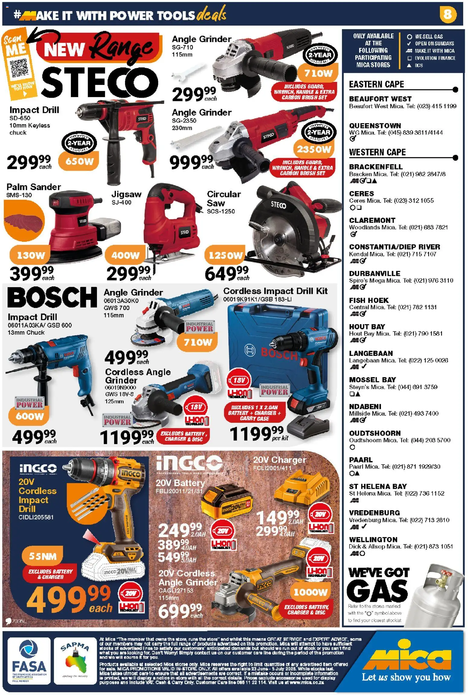 New MICA catalogue – valid from 23/06/2026 | Page: 10 | Products: Grinder, Charger, Brush, Stock