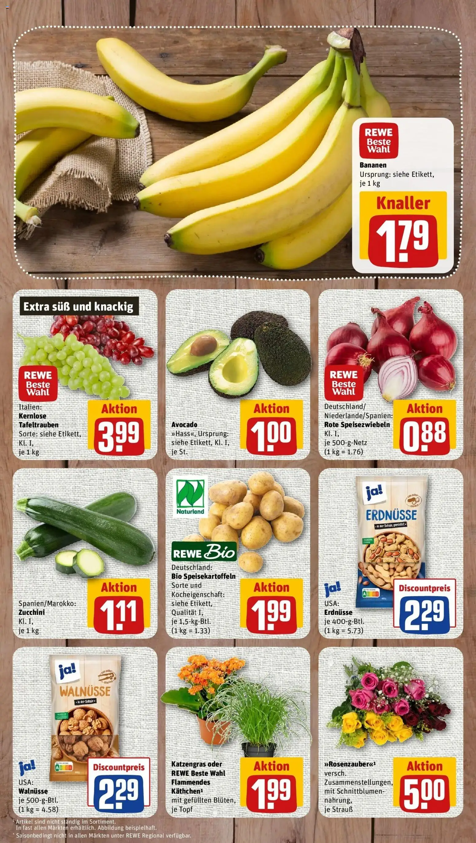 REWE Prospekt ab 26.10.2026 zum Blättern » Angebote | Seite: 3 | Produkte: Walnüsse, Bananen, Avocado, Zucchini