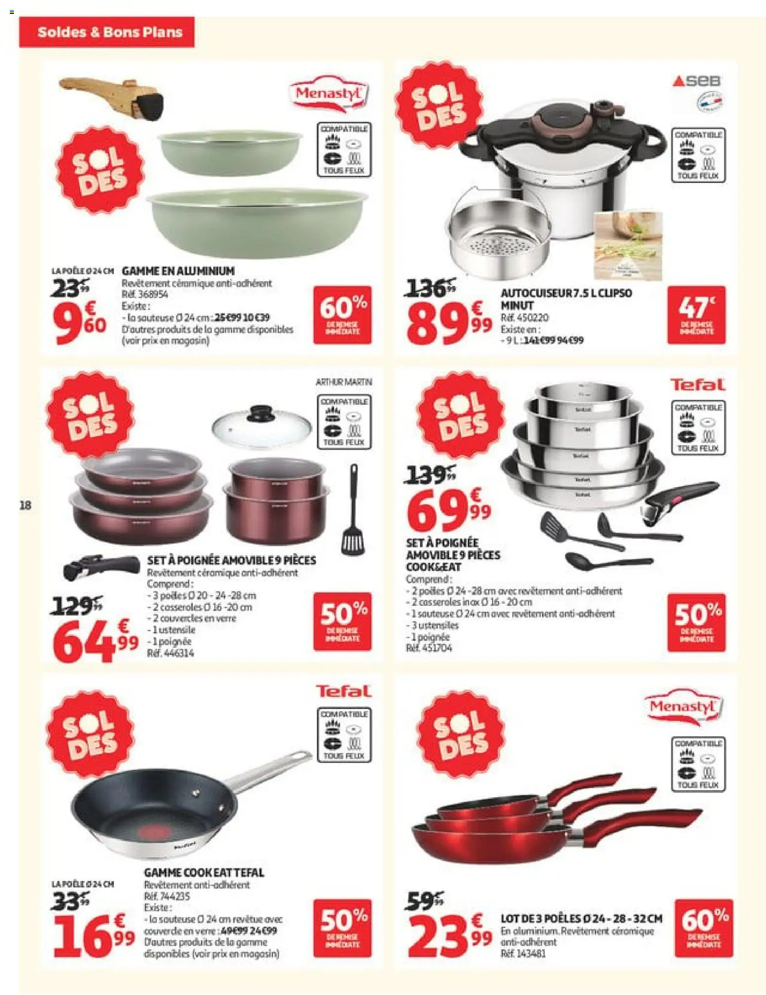 {H1} | Page: 18 | Produits: Poêle, Autocuiseur, Casseroles, Tefal