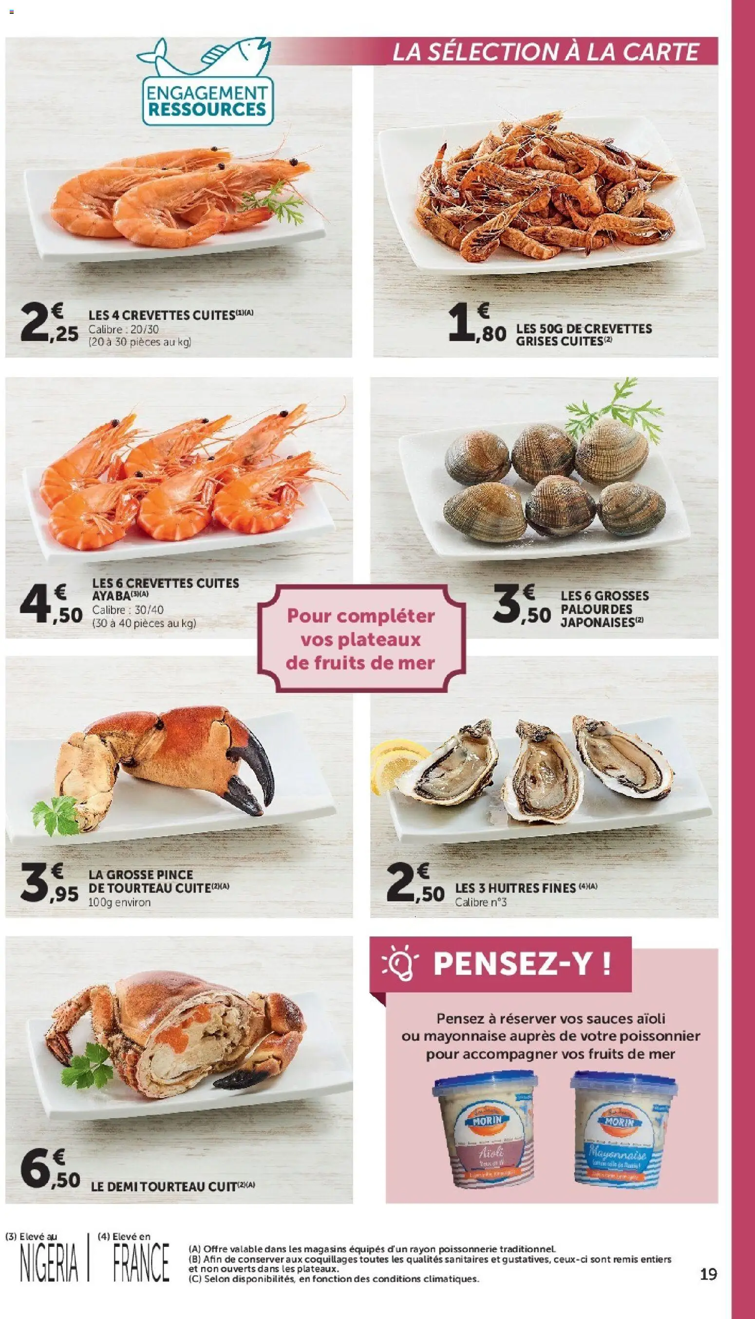 {H1} | Page: 19 | Produits: Tourteau cuit, Coquillages, Mayonnaise, Pince