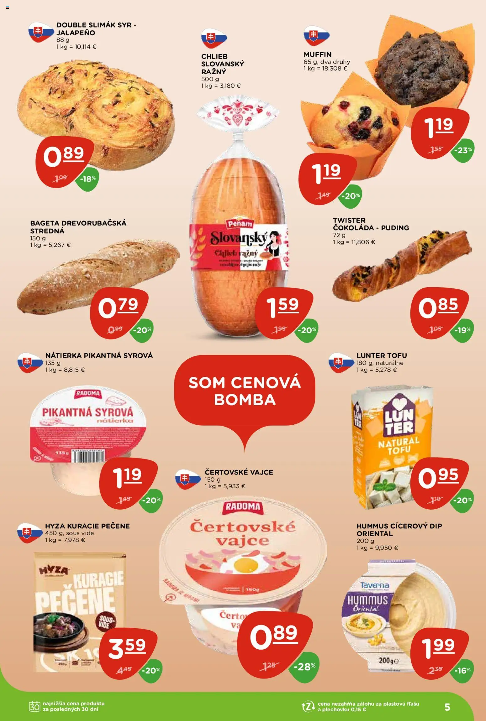 Nové Terno akcie – leták je platný od 28.05.2026 | Strana: 5 | Produkty: Chlieb, Tofu, Puding, Čokoláda
