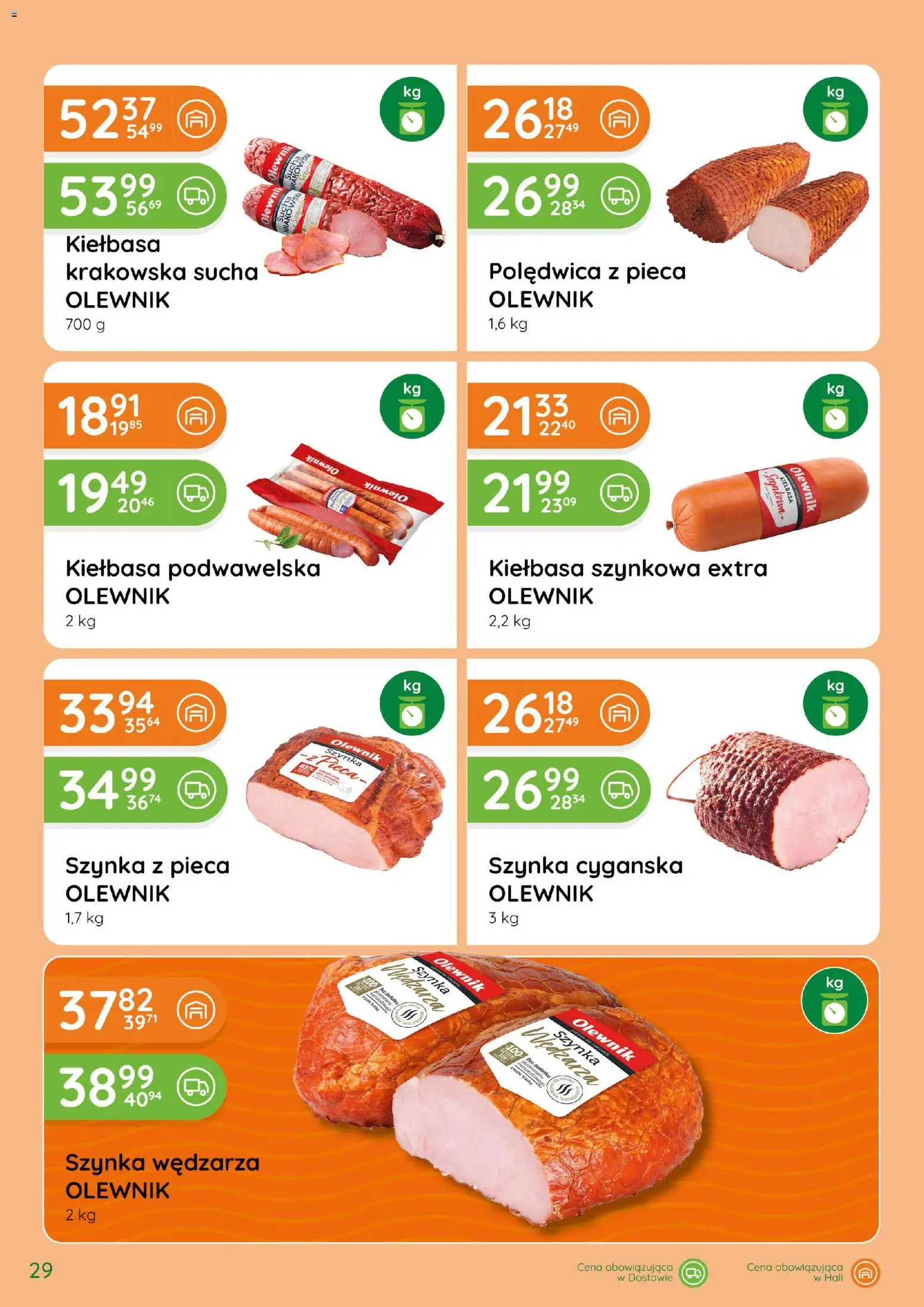 Eurocash gazetka - Katalog Wędlin od 01.10.2026 | Strona: 29 | Produkty: Szynka, Krakowska sucha, Kiełbasa krakowska, Kiełbasa podwawelska