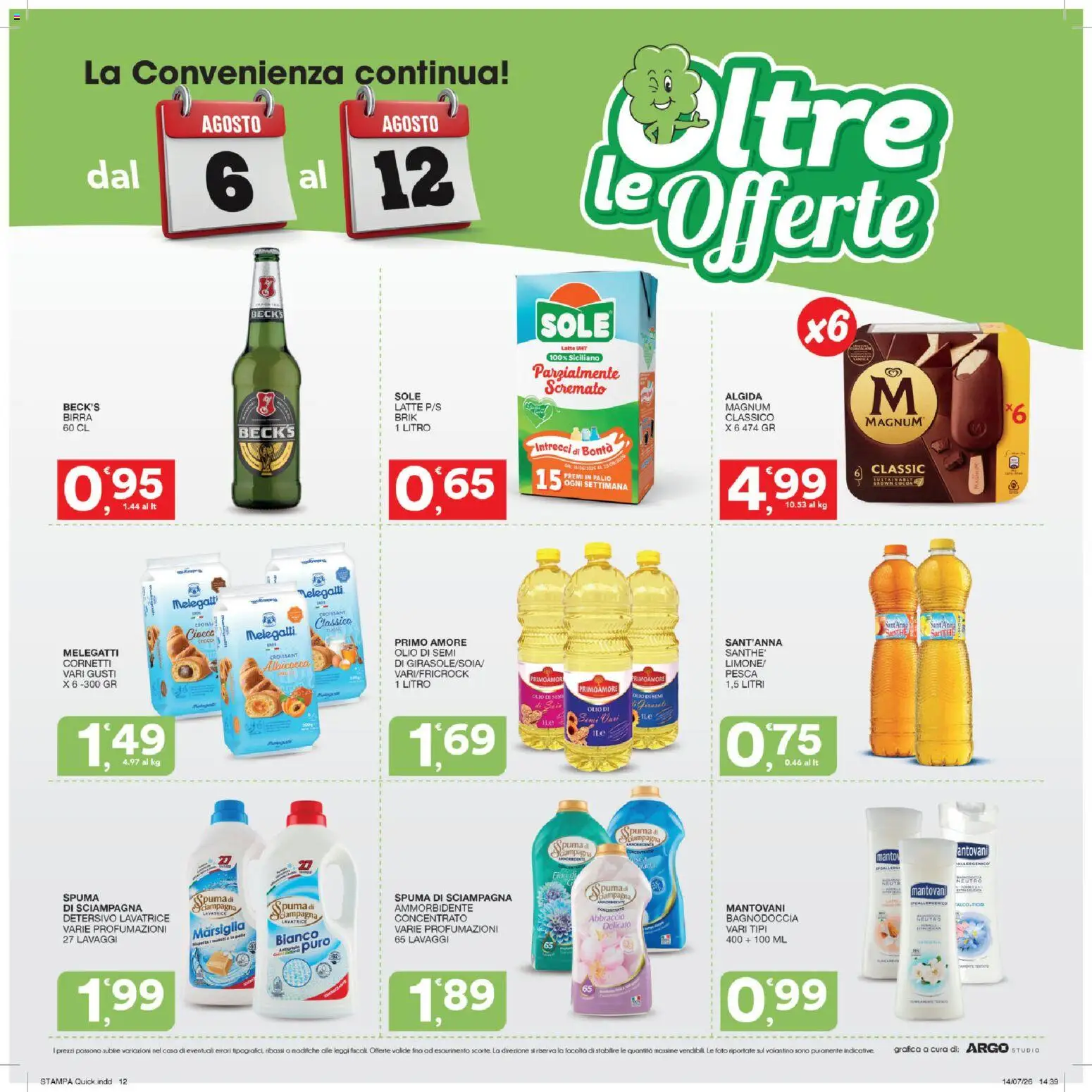 Volantino SISA del 30/07/2026 | Pagina: 12 | Prodotti: Ammorbidente, Pesca, Croissant, Stampa
