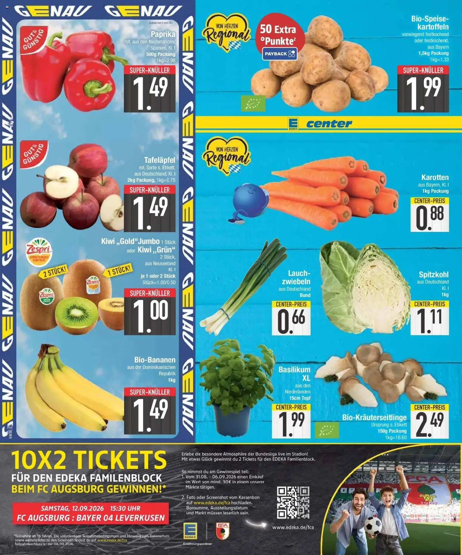 E center Prospekt Ingolstadt (ab 31.08.2026) zum Blättern | Seite: 2 | Produkte: Kartoffeln, Paprika, Kiwi, Uhr