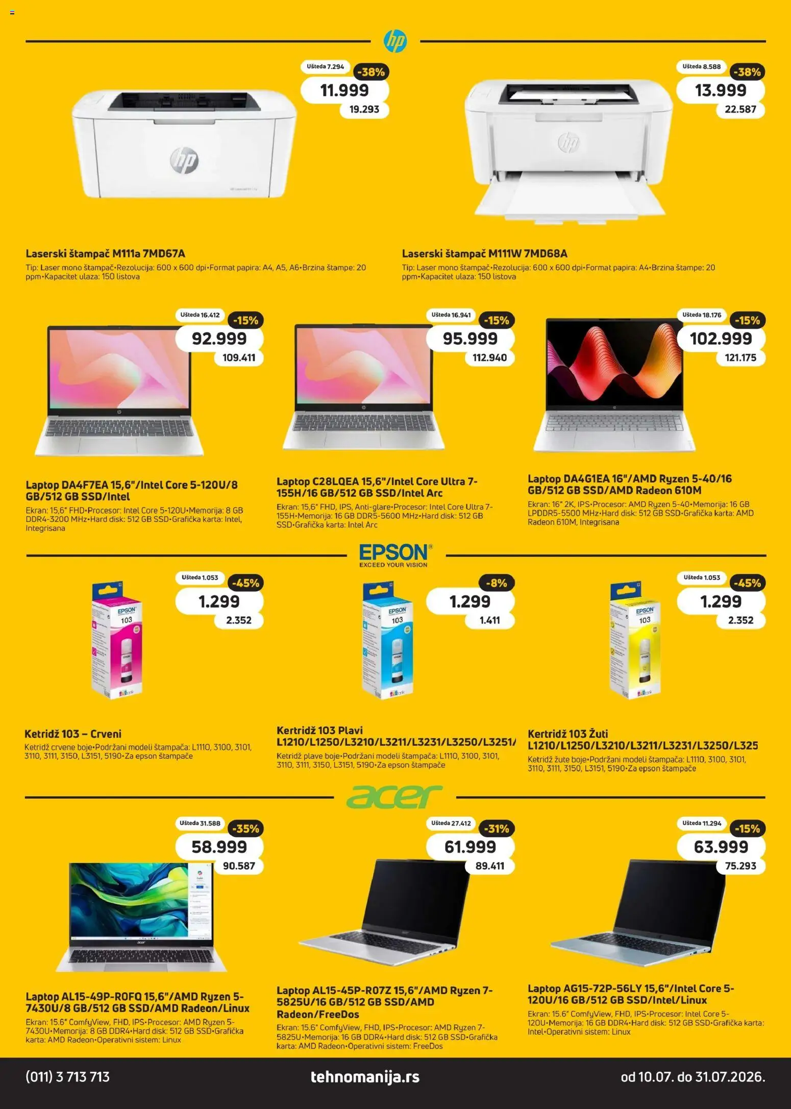 Tehnomanija katalog - važi od 10.07.2026 | Strana: 19 | Proizvode: Štampač, Disk, Laptop