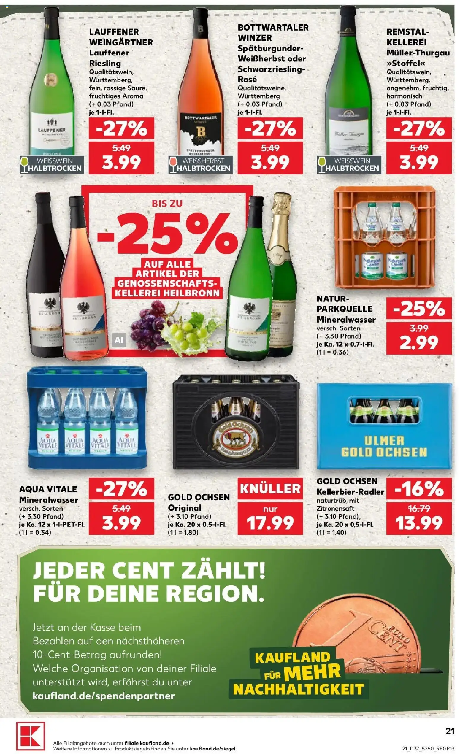 Prospekt Kaufland ab 10.09.2026 » Angebote Online zum Blättern | Seite: 21 | Produkte: Weißwein, Mineralwasser