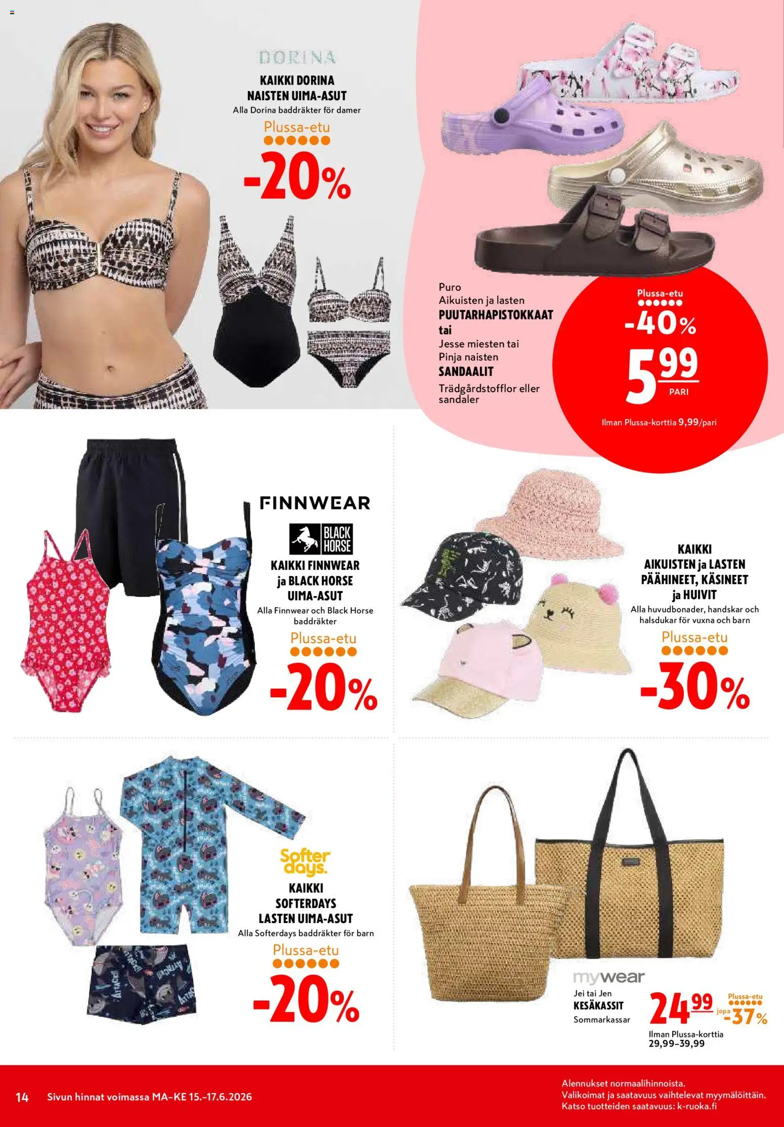 K-Citymarket tarjoukset – voimassa 15.06.2026 alkaen | Sivu: 14 | Tuotteet: Sandaalit, Käsineet