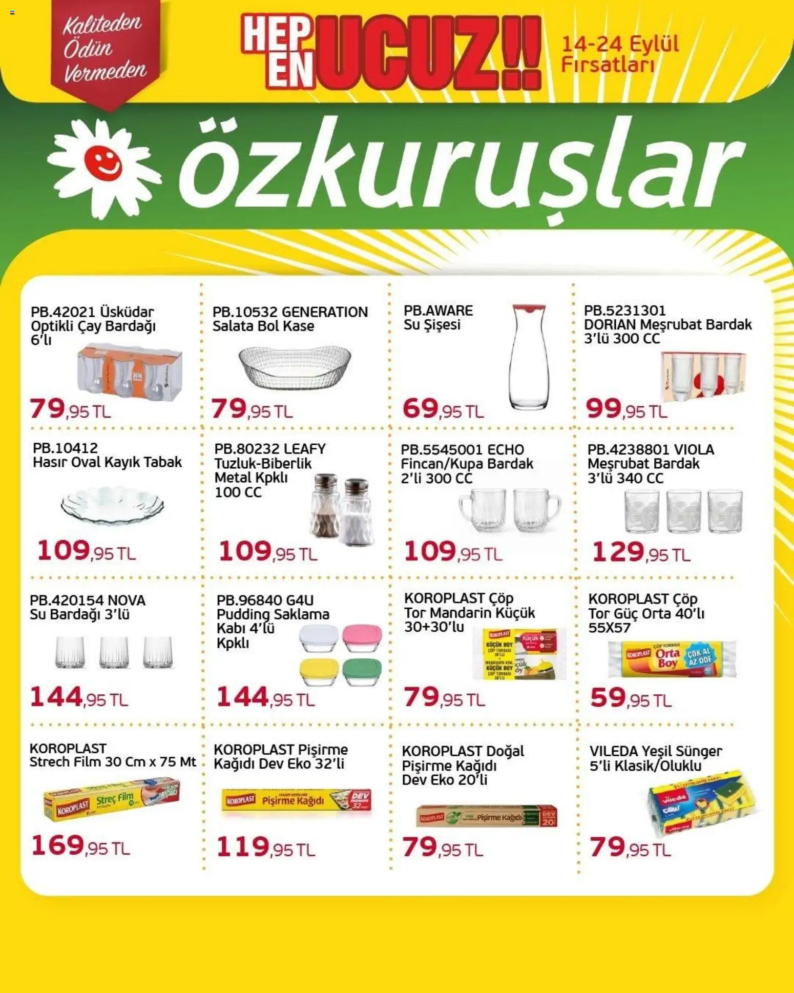Özkuruşlar Katalog - 14 Eylül 2026 tarihinden itibaren geçerlidir | Sayfa: 18 | Ürünler: Salata, Su, Çay bardağı, Su bardağı
