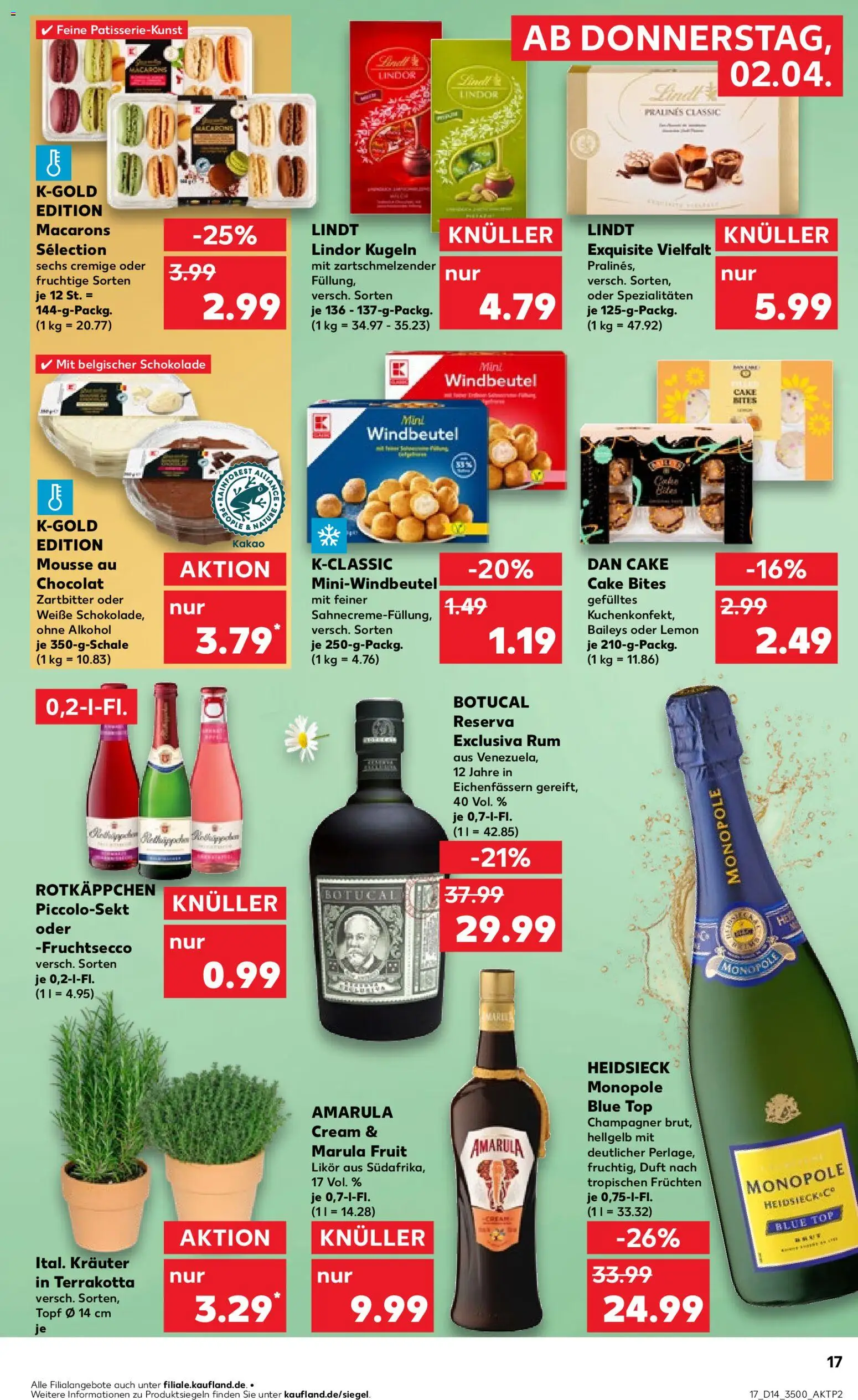 Kaufland Prospekt Rostock	 – gültig ab 02.04.2026 | Seite: 17 | Produkte: Schokolade, Likör, Fruchtsecco, Baileys