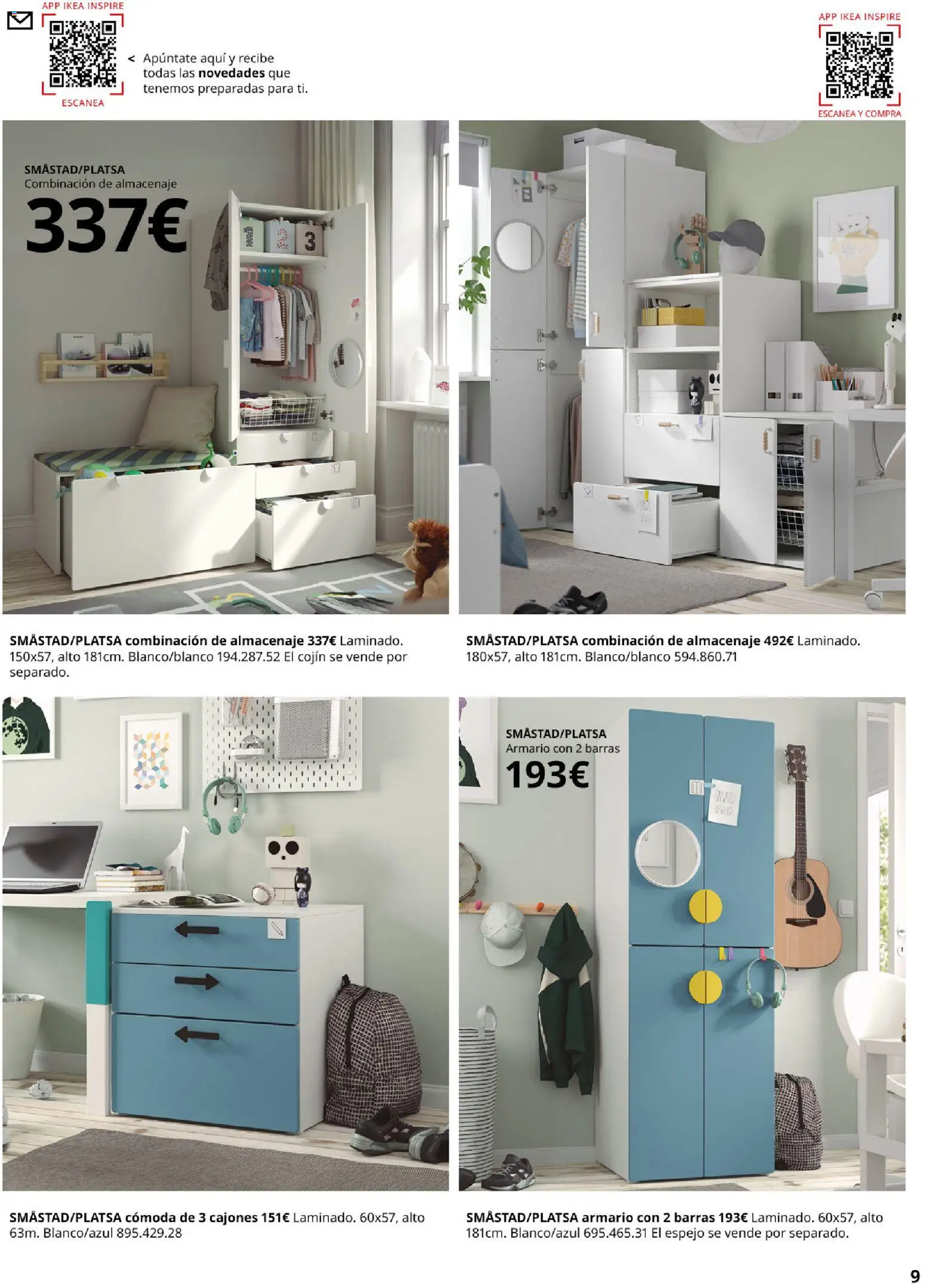 Catálogo IKEA Almacenaje infantil │ válido desde el 01/02/2026 | Página: 9 | Productos: Almacenaje, Cojín, Armario, Espejo