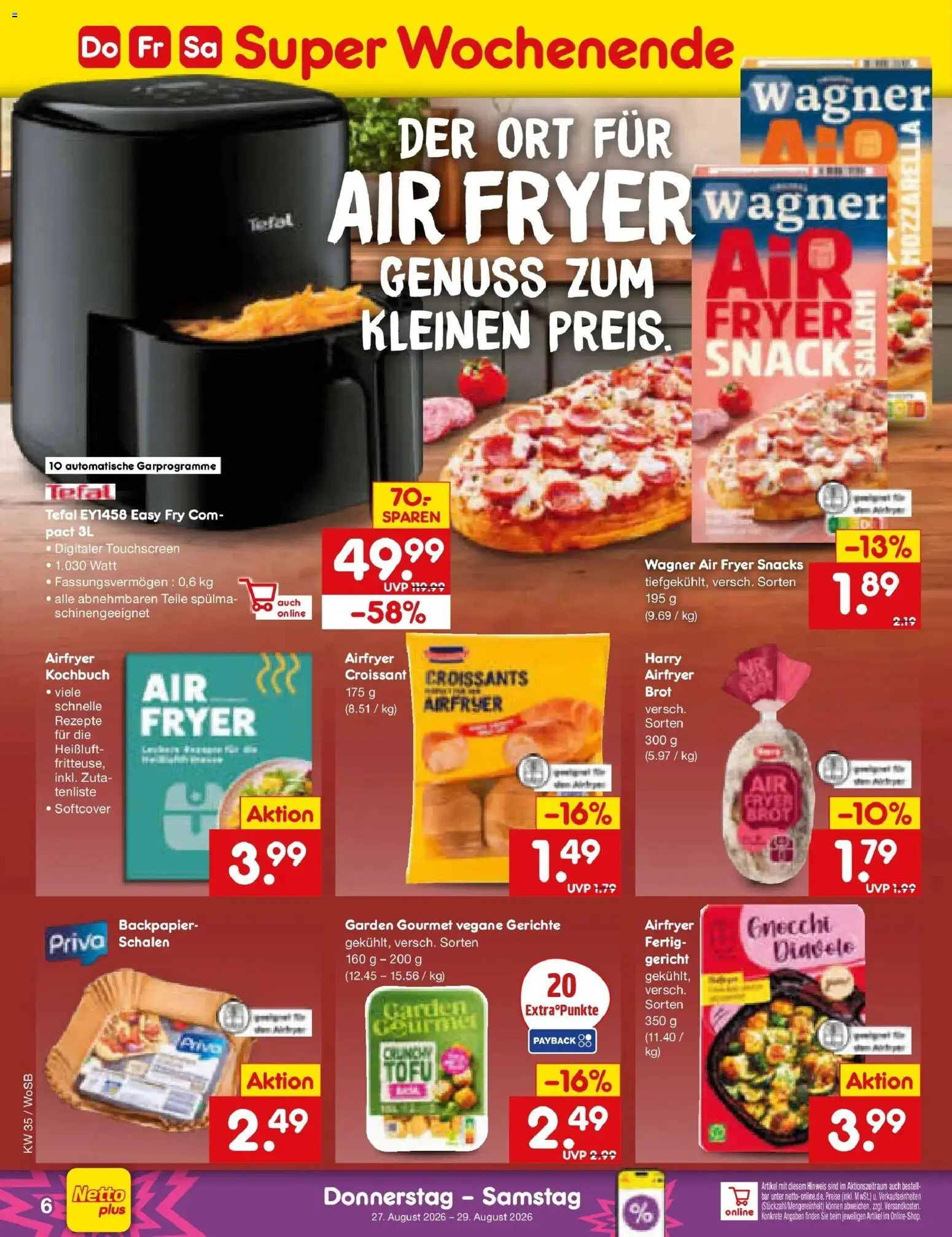 Netto Marken-Discount Prospekt Ludwigshafen-Edigheim (ab 24.08.2026) » Angebote | Seite: 52 | Produkte: Mozzarella, Croissant, Gerichte, Brot