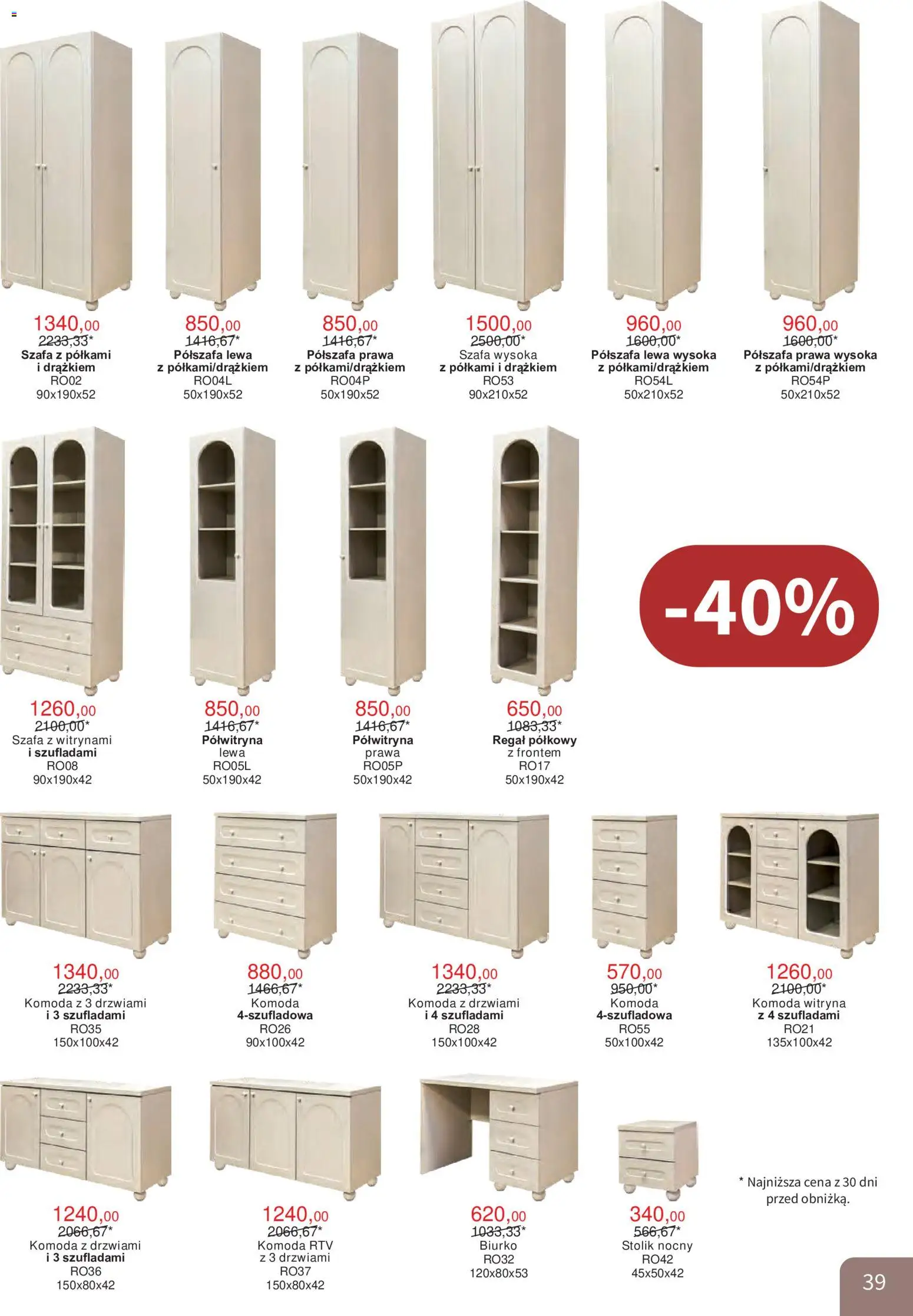 Bodzio Katalog od 01.10.2026 | Strona: 39 | Produkty: Szafa, Stolik nocny, Biurko, Regał