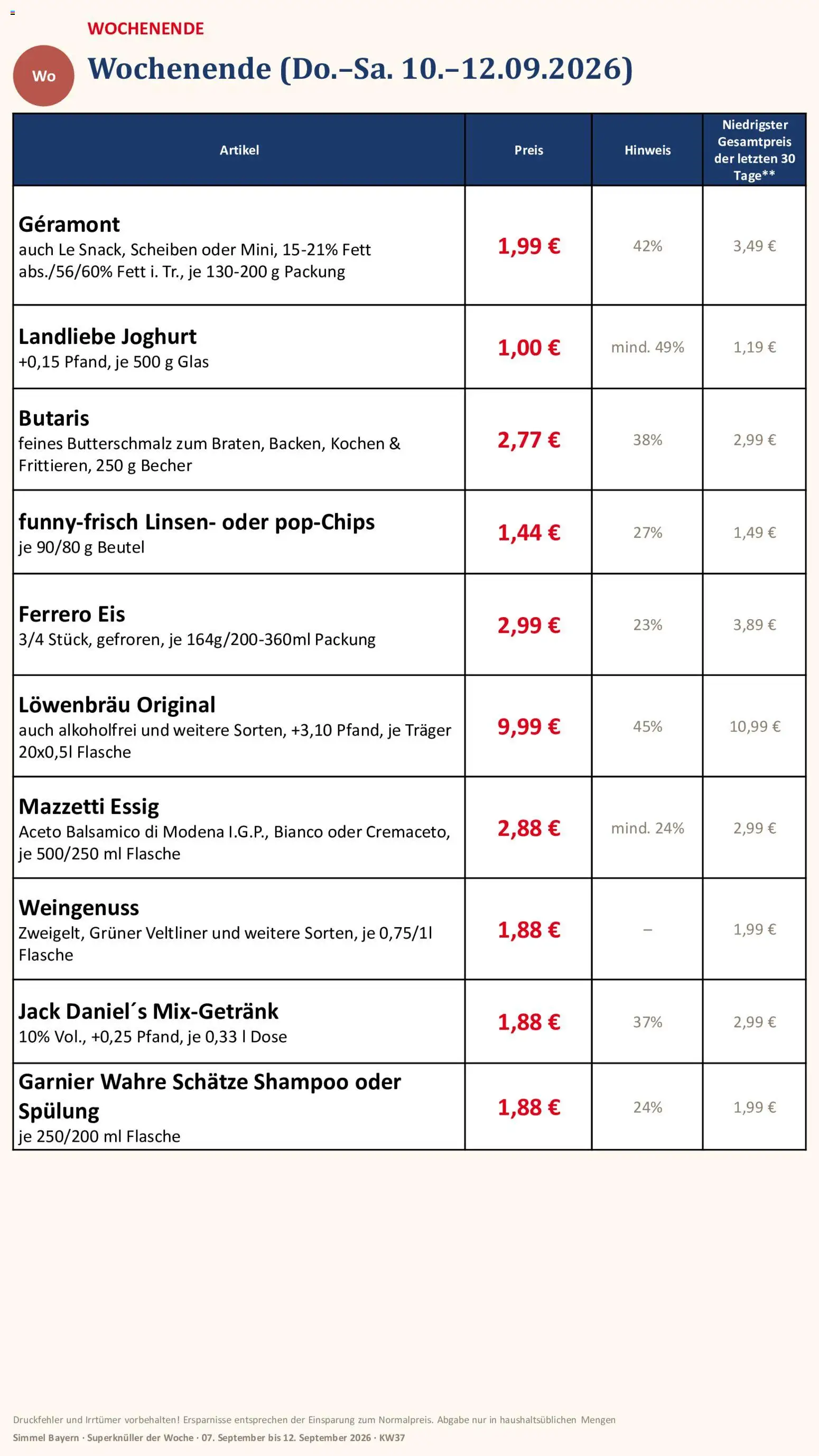 Simmel Bayern – gültig ab 07.09.2026 | Seite: 18 | Produkte: Mixgetränk, Joghurt, Shampoo, Landliebe joghurt