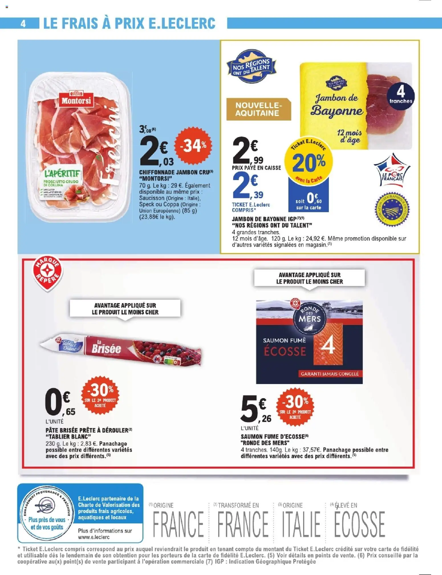 {H1} | Page: 4 | Produits: Prosciutto, Prosciutto crudo, Pâte brisée, Saumon