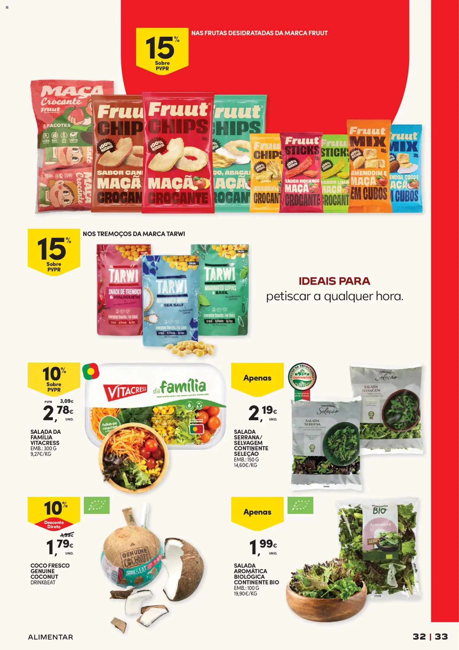 Continente - Férias de Verão  Abre espaço para a distração │ válido de 23/06/2026 | Página: 33 | Produtos: Maça, Abacaxi, Tremoços, Salada