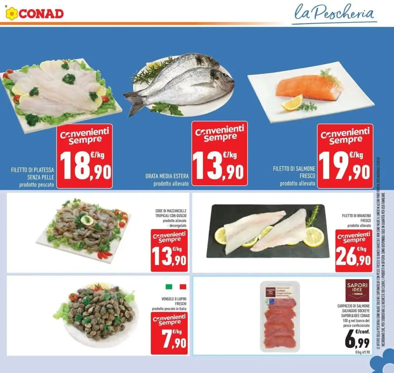 Volantino Conad del 07/10/2026 | Pagina: 23 | Prodotti: Lupini, Pesce, Salmone fresco, Filetto
