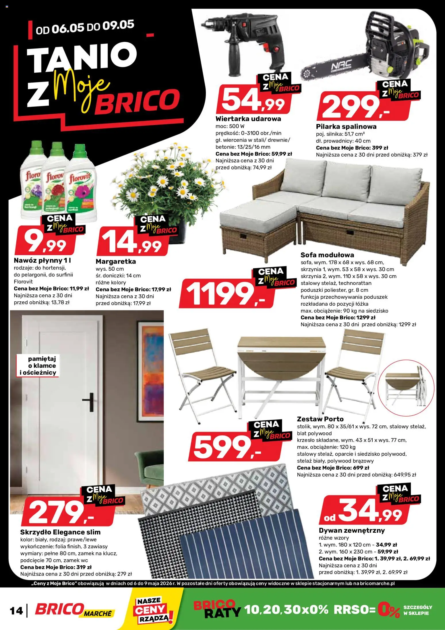 Brico Marché gazetka od 06.05.2026 | Strona: 14 | Produkty: Sofa, Krzesło, Dywan, Doniczki