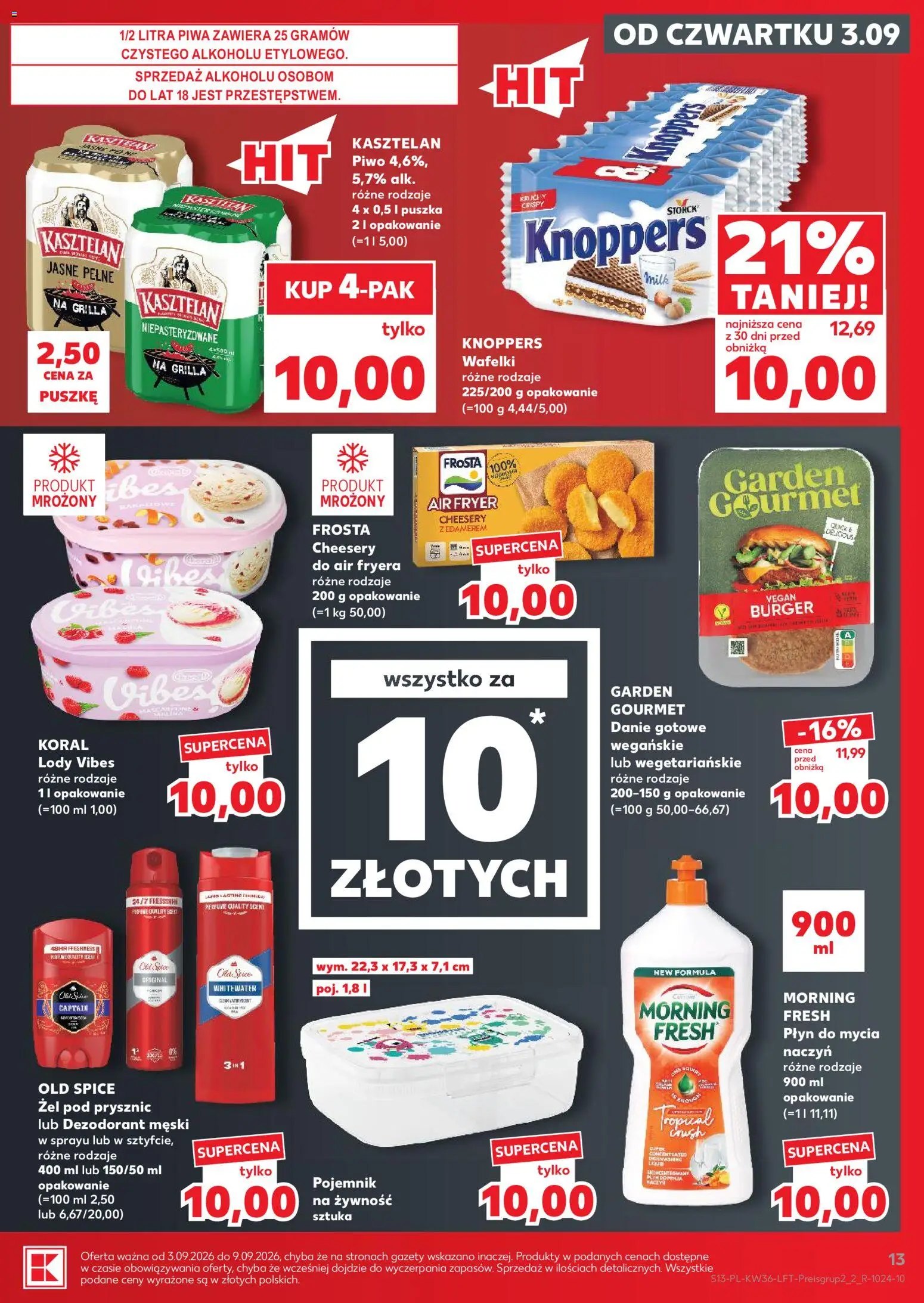 Kaufland Polsko leták od 03.09.2026 | Strana: 13 | Produkty: Vegan, Burger, Gourmet, Old Spice