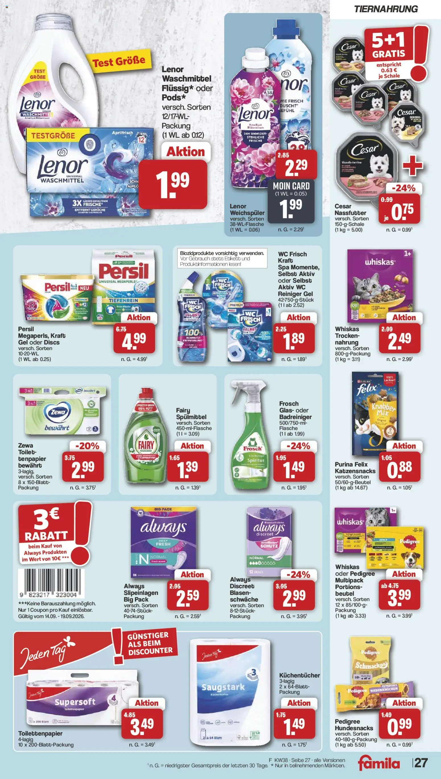 Famila Nordwest Prospekt – gültig ab 14.09.2026 | Seite: 31 | Produkte: Lenor, Zewa, Wc frisch, Toilettenpapier