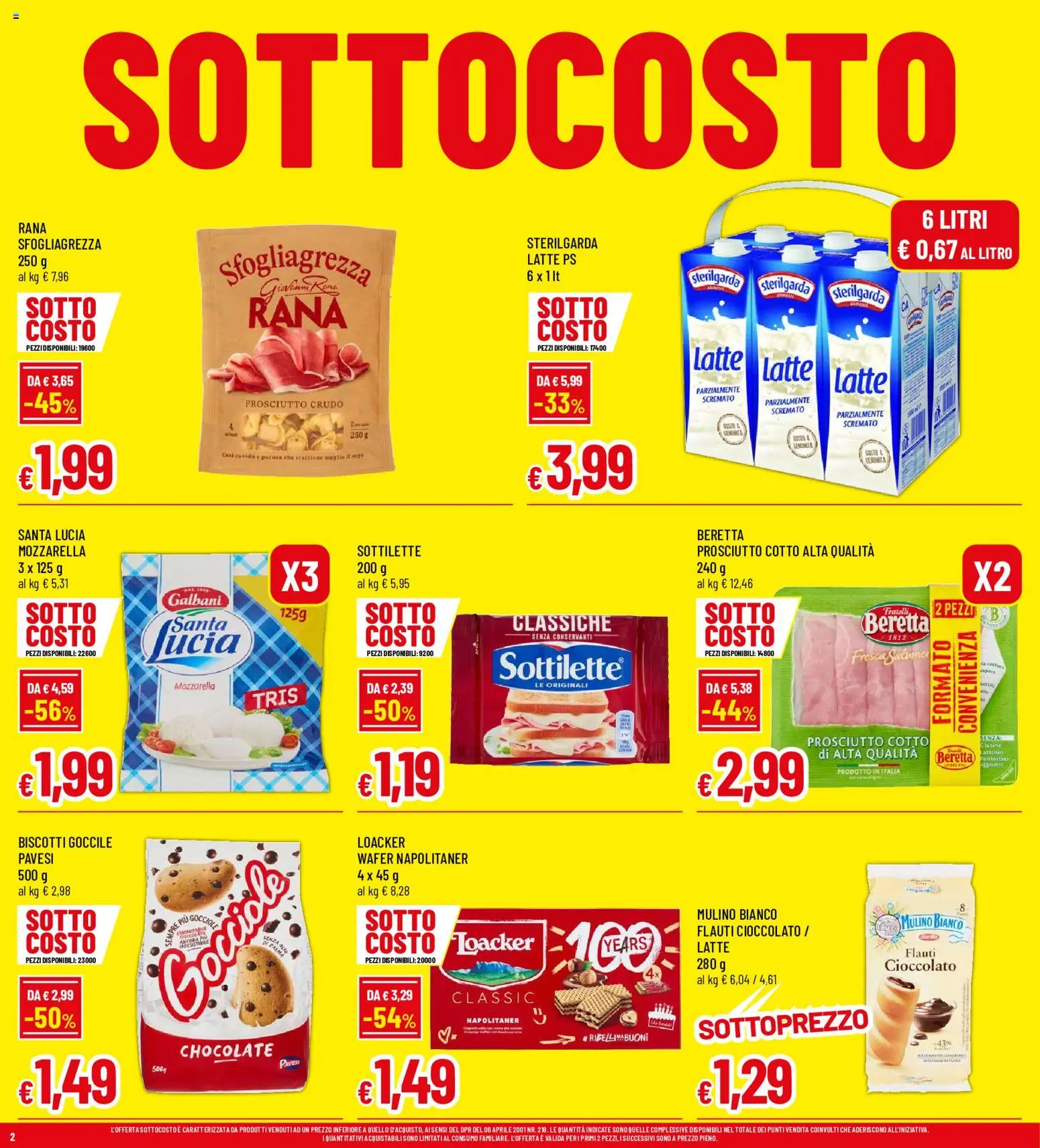 Volantino Galassia del 03/09/2026 | Pagina: 2 | Prodotti: Prosciutto Crudo, Prosciutto Cotto, Biscotti, Latte