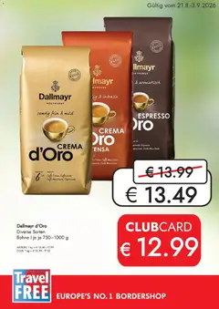 Travel FREE Dallmayr d'Oro ab 21.08.2026 gültig