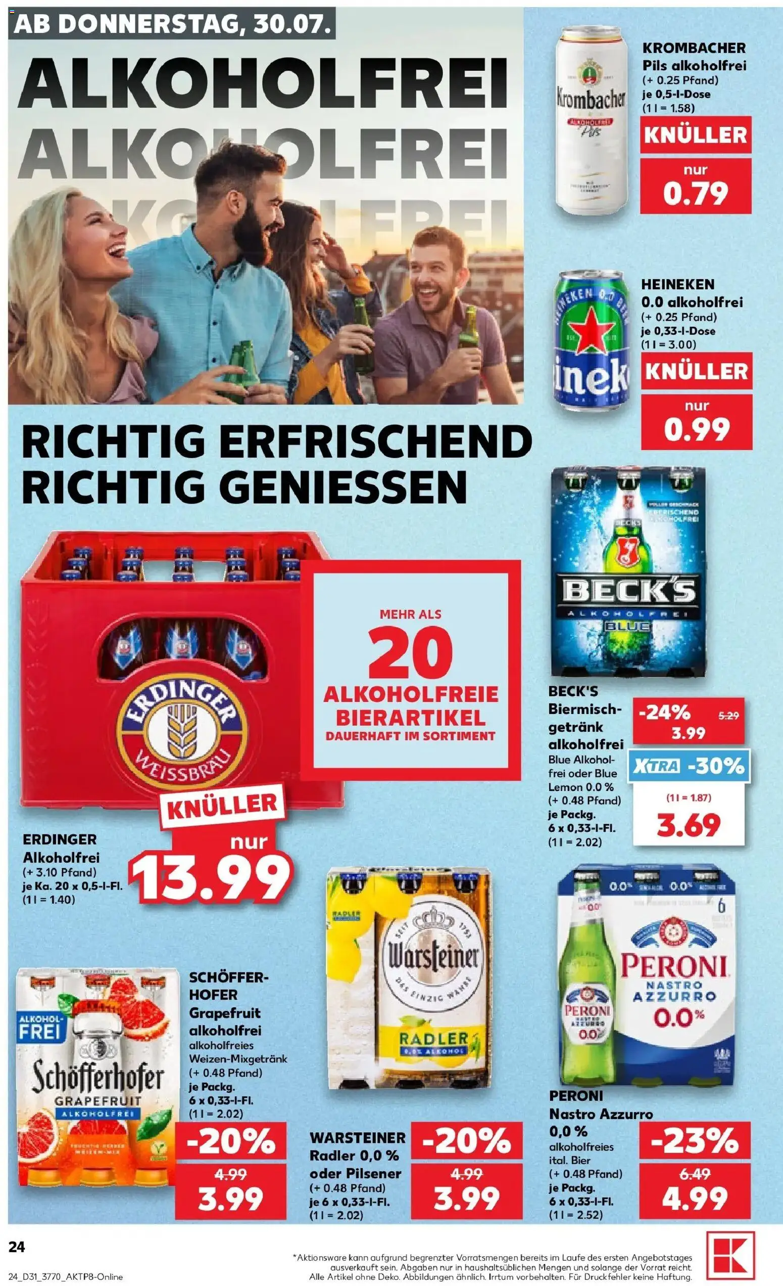Kaufland Prospekt Finsterwalde – gültig ab 30.07.2026 | Seite: 24 | Produkte: Erdinger, Bier, Krombacher alkoholfrei, Krombacher