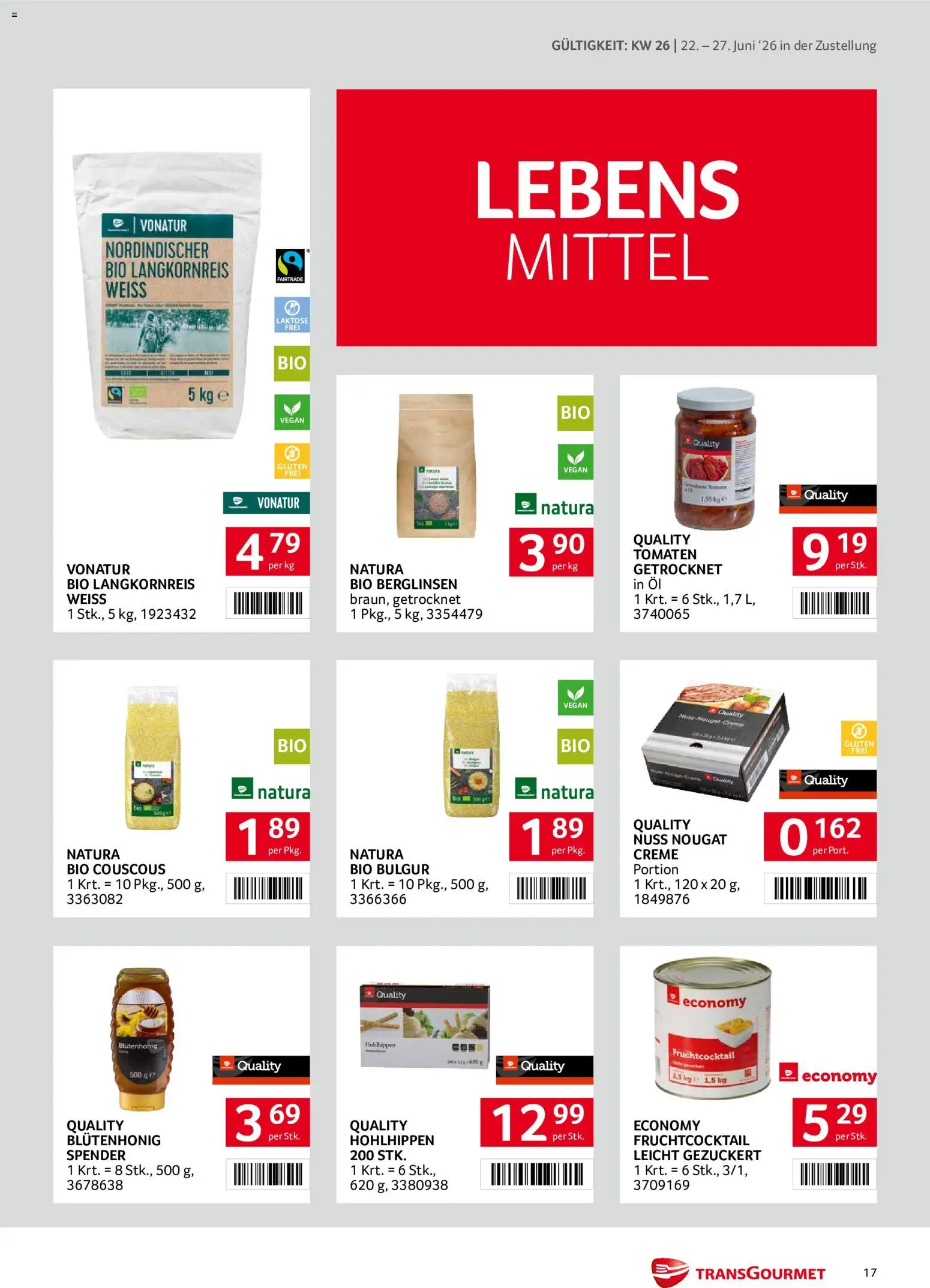 Transgourmet - Broschüre gültig ab 22.06.2026 | Seite: 17 | Produkte: Creme, Öl, Tomaten
