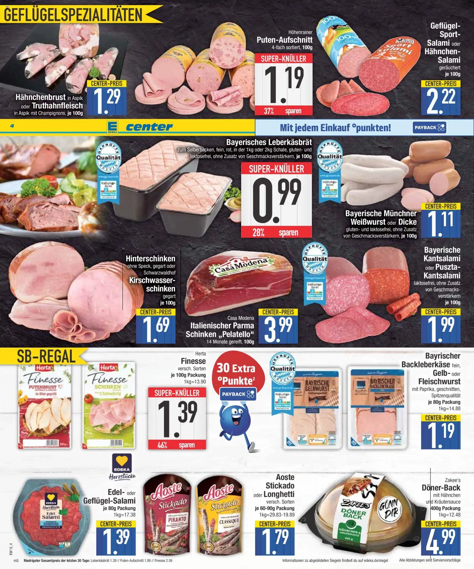 E center Prospekt 	 – gültig ab 04.05.2026 | Seite: 4 | Produkte: Hahnchen, Salami, Herta finesse, Hahnchenbrust