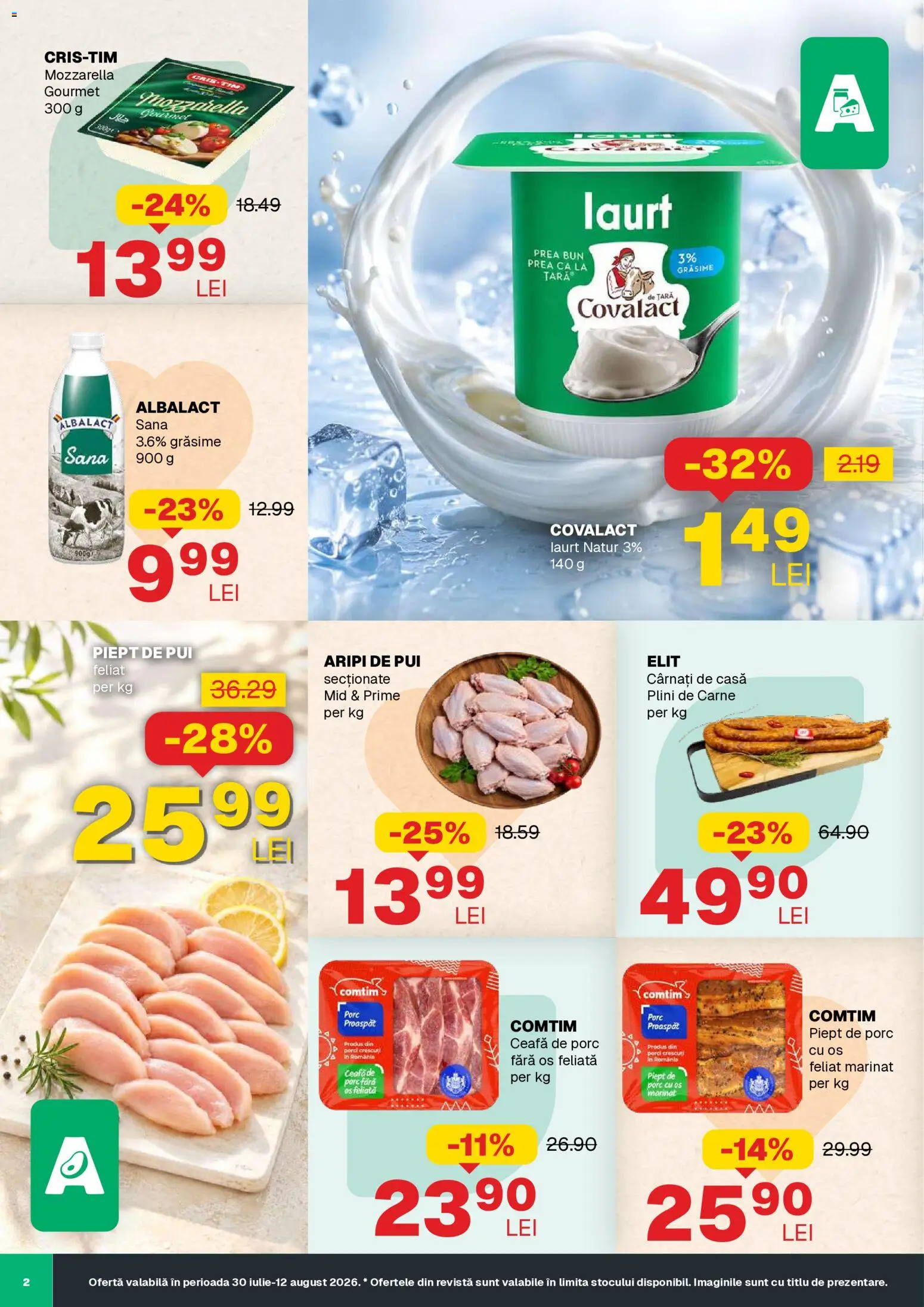 Noul catalog Annabella – valabil de la 30.07.2026 | Pagină: 2 | Produse: Pui, Piept de Porc, Mozzarella, Cârnați