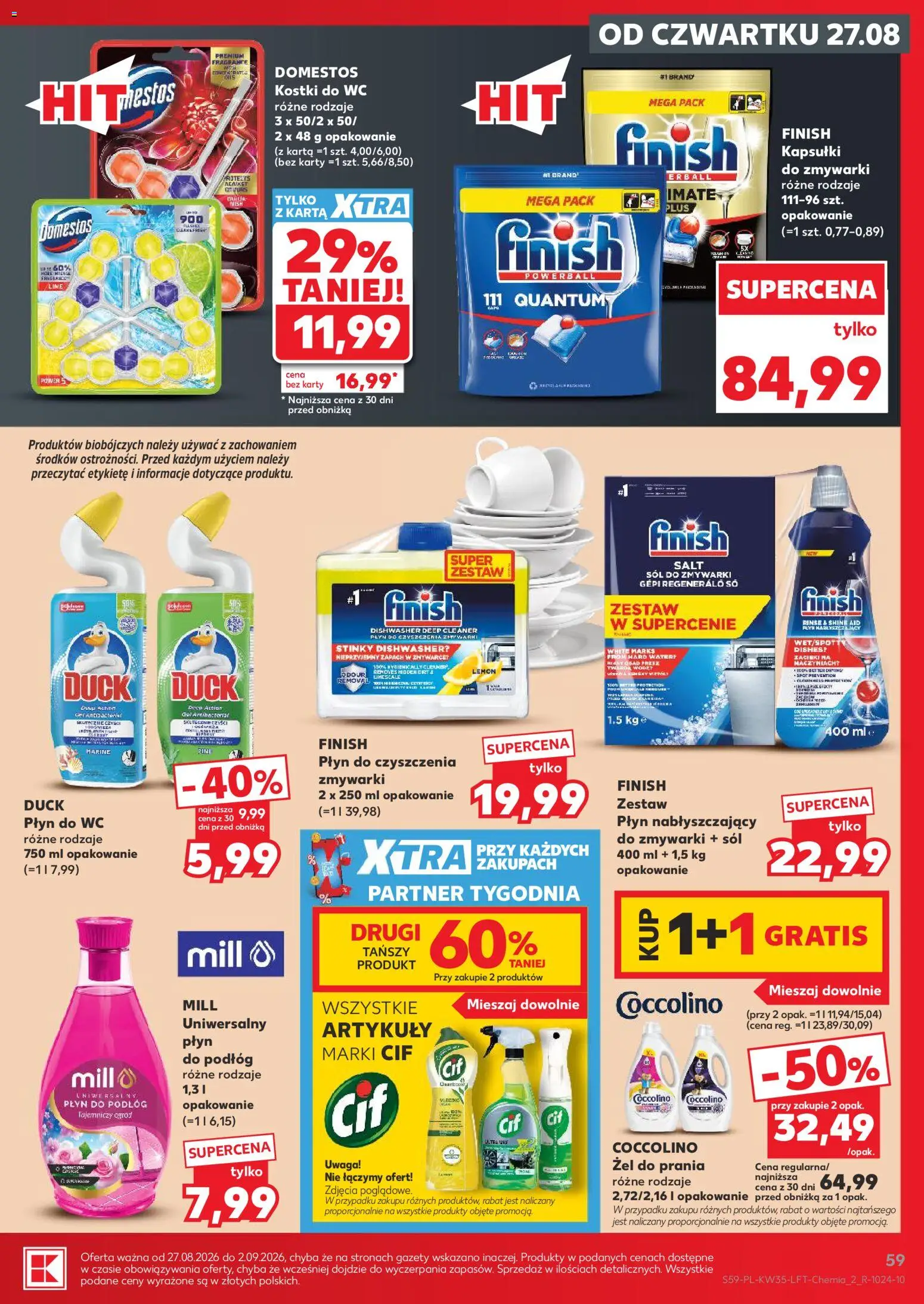 Kaufland Polsko leták - Jest fresz od 27.08.2026 | Strana: 59 | Produkty: Coccolino, Cif, Domestos, Karty