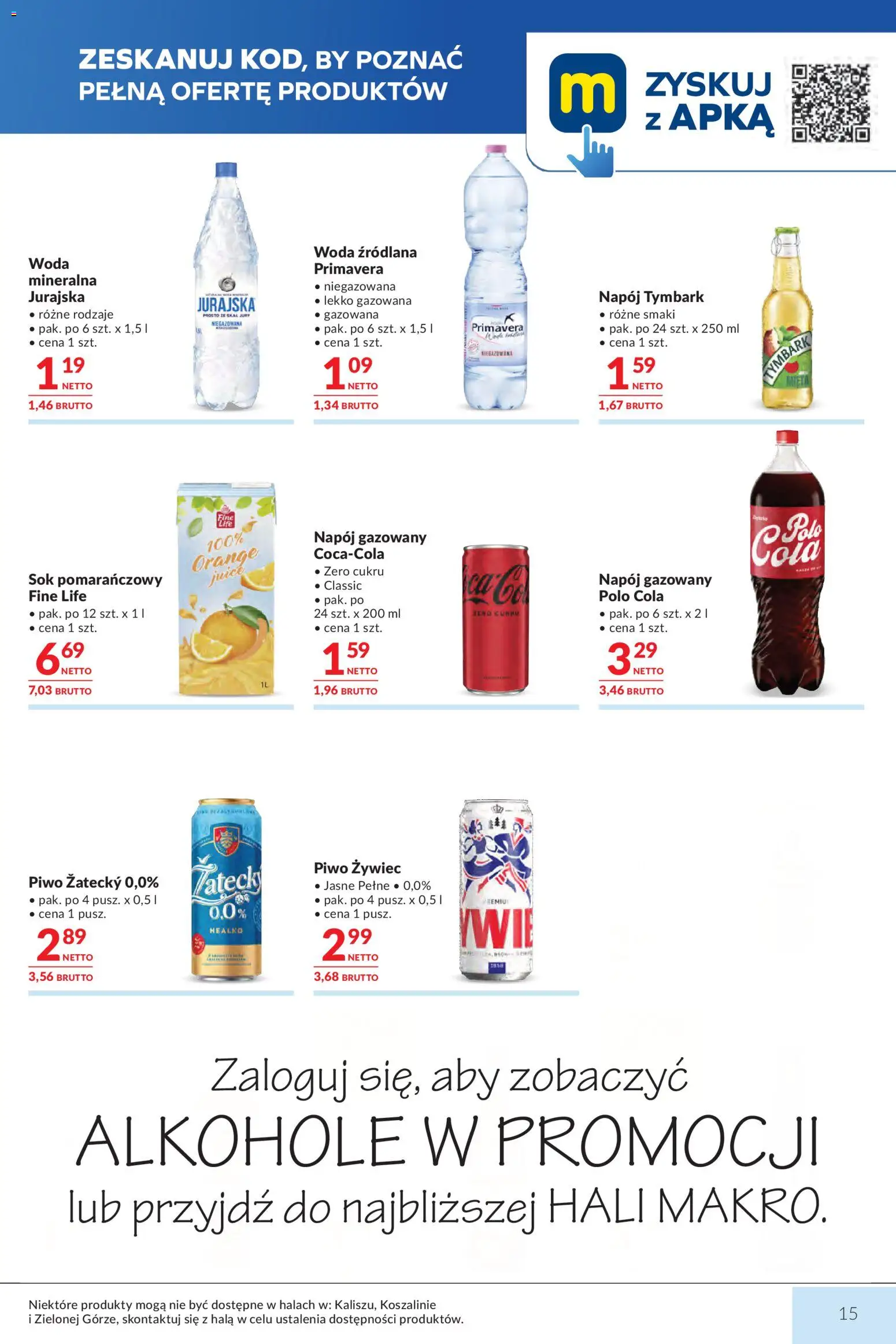 Makro gazetka od 27.10.2026 | Strona: 15 | Produkty: Alkohole, Woda źródlana, Piwo, Woda