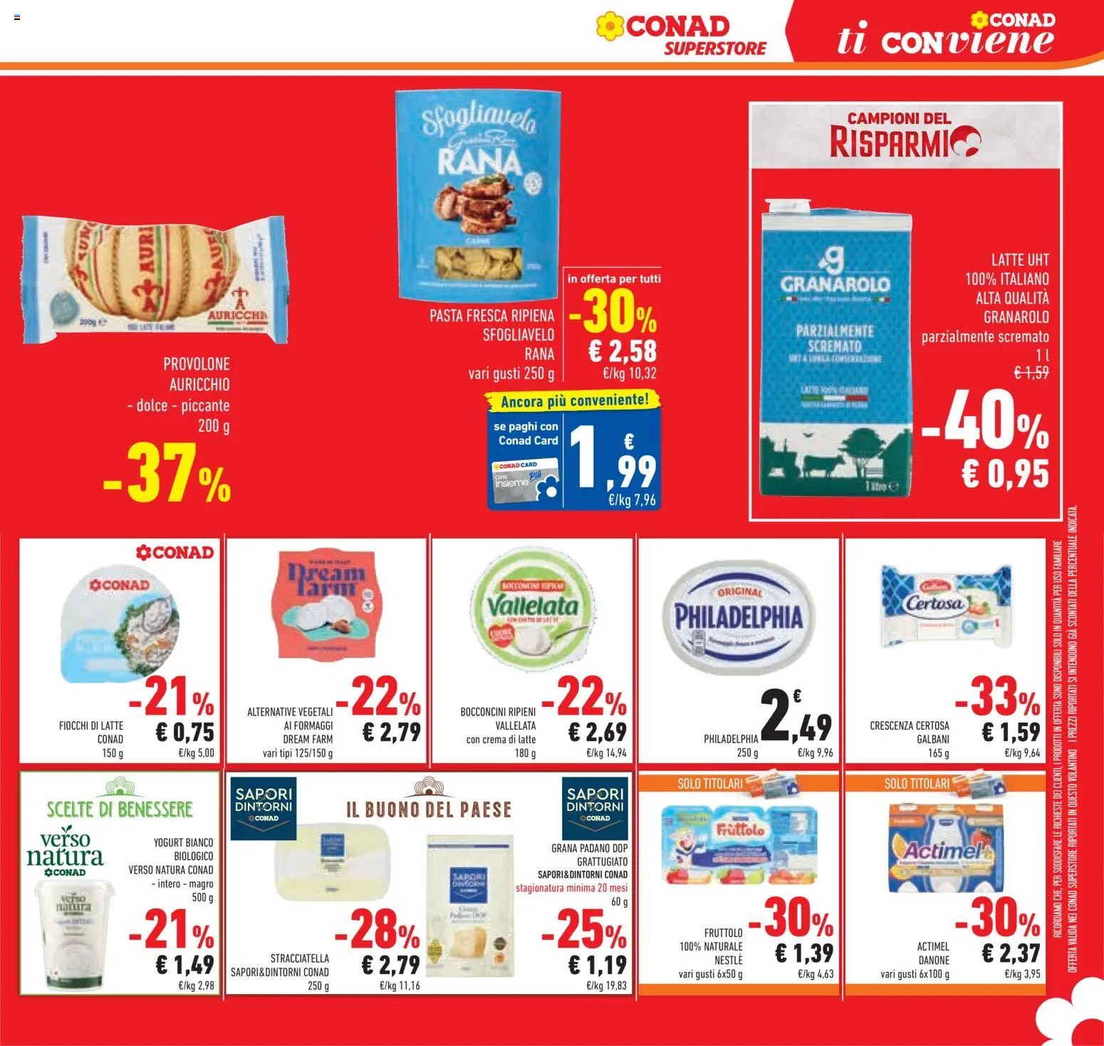Volantino Conad del 09/09/2026 | Pagina: 5 | Prodotti: Crema, Fiocchi, Pasta, Yogurt bianco