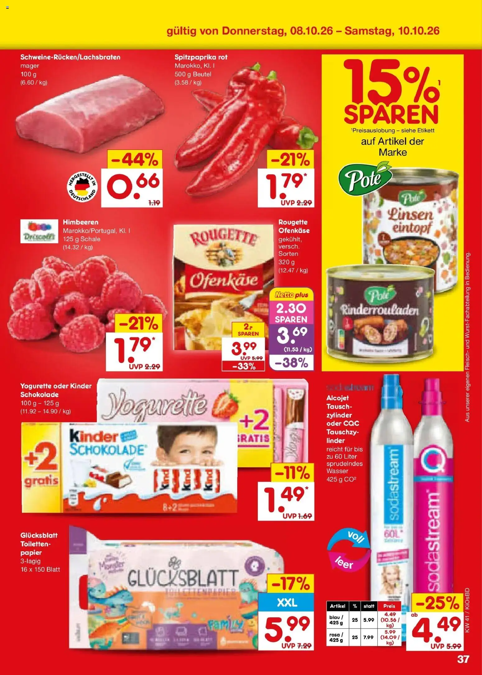 Netto Marken-Discount Prospekt Mistelbach – gültig ab 05.10.2026 | Seite: 47 | Produkte: Rinderrouladen, Himbeeren, Rougette ofenkase, Fleisch