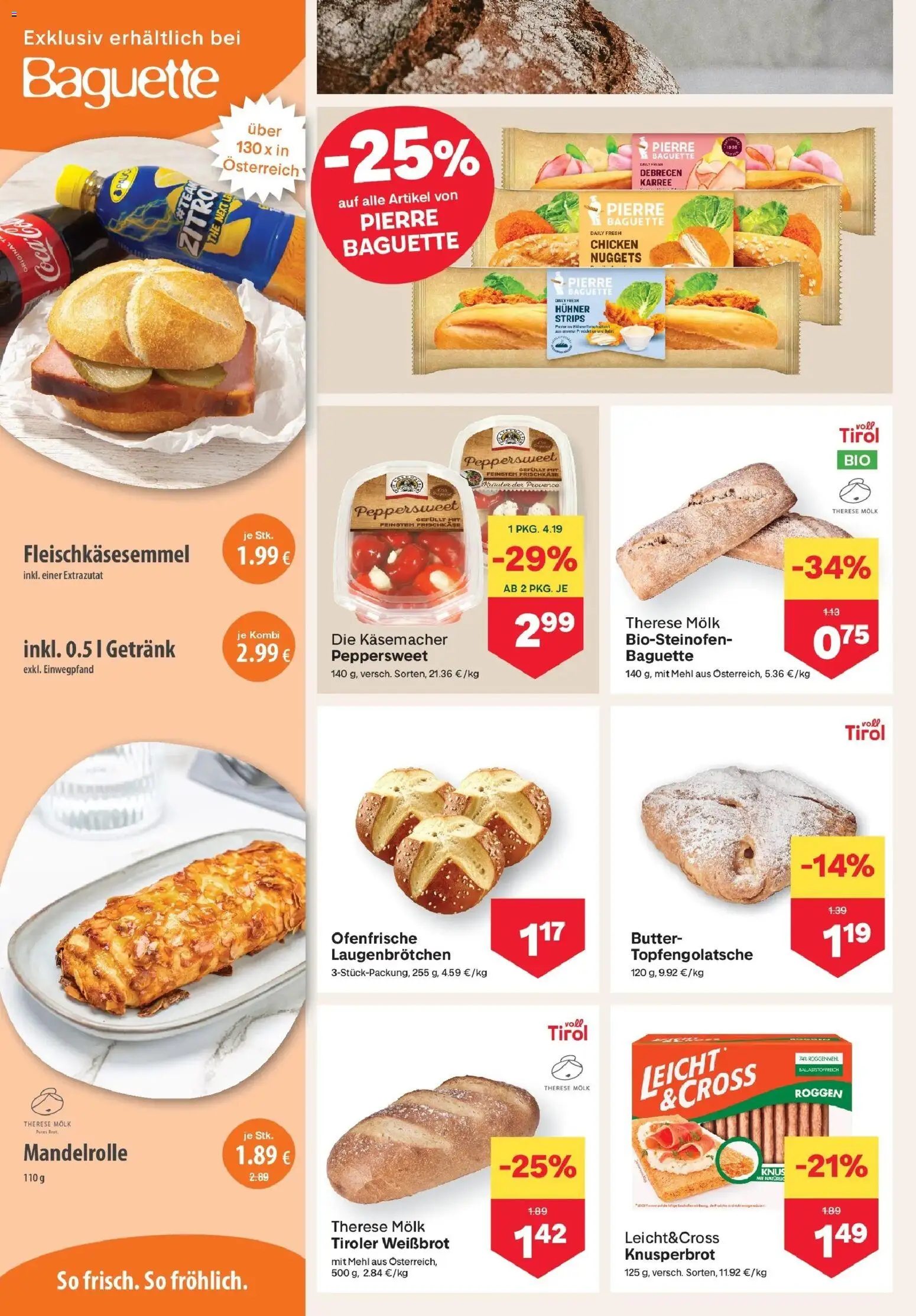 MPREIS Pfunds von 06.08.2026 - Aktuelle Angebote | Seite: 4 | Produkte: Baguette, Mehl, Butter